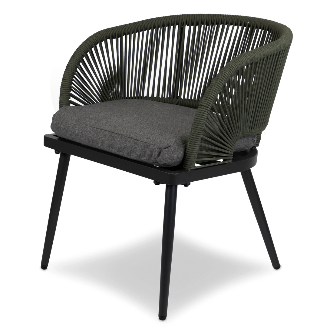 Noosa Rectangle 7 Piece Outdoor Setting in Gunmetal with Rope Chairs