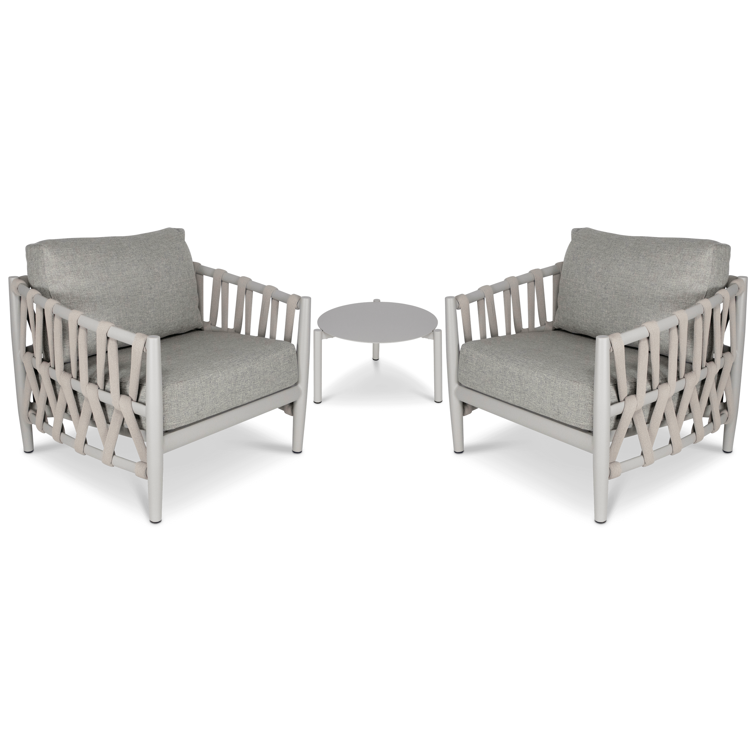 Kirra 3pc Occasional Set in Fawn with Smoke Olefin Cushions and Rope