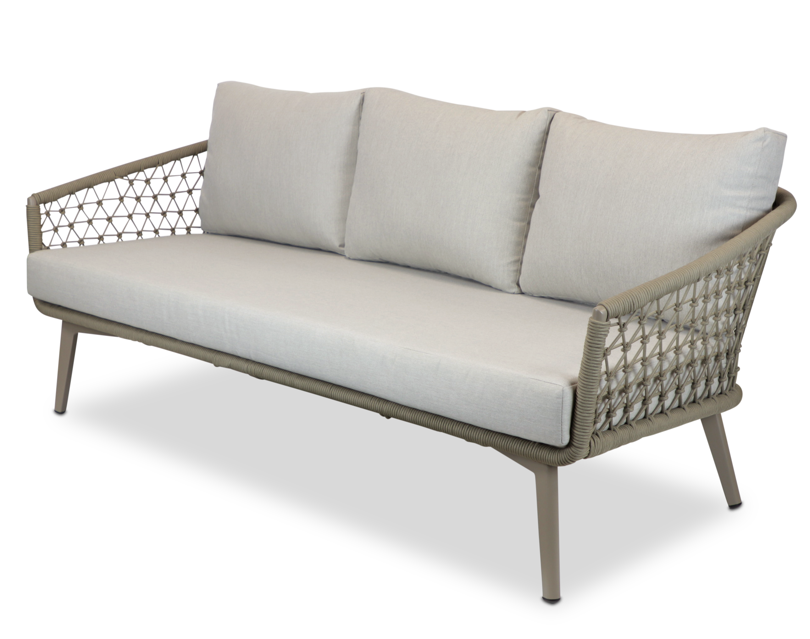 Antigua 3 Seater in Taupe with Dune Cushions and Rope