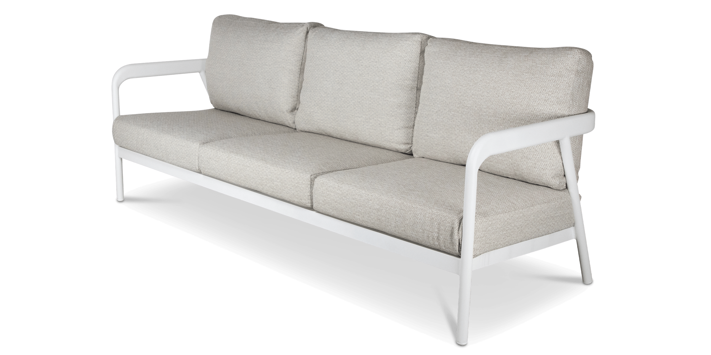 Santorini 4pc Lounge Suite in Arctic White Aluminium with Latte Check Spunpoly Cushions