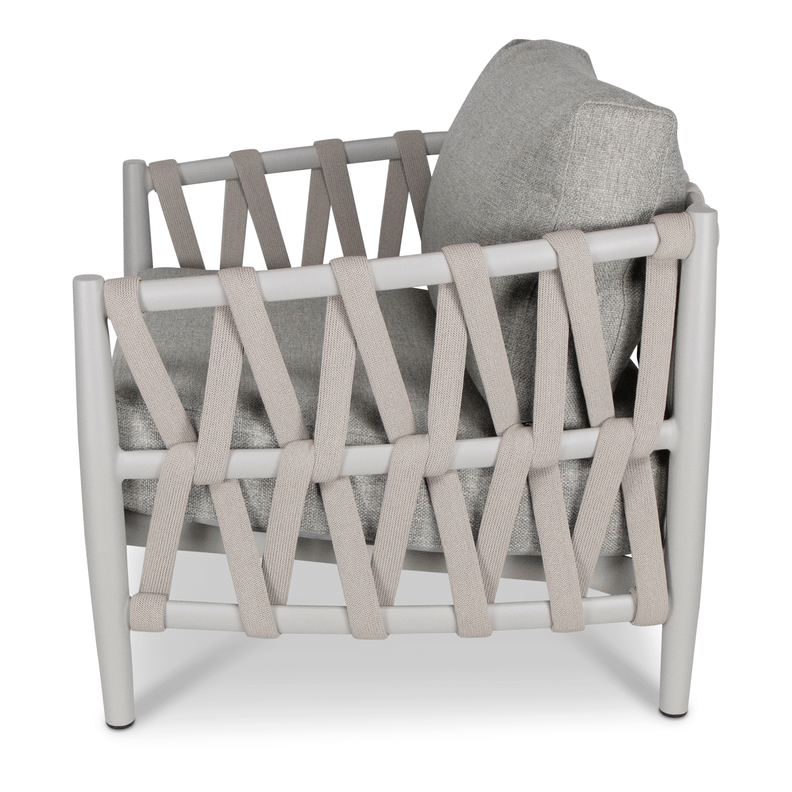 Kirra Armchair in Fawn with Smoke Olefin Cushions and Rope