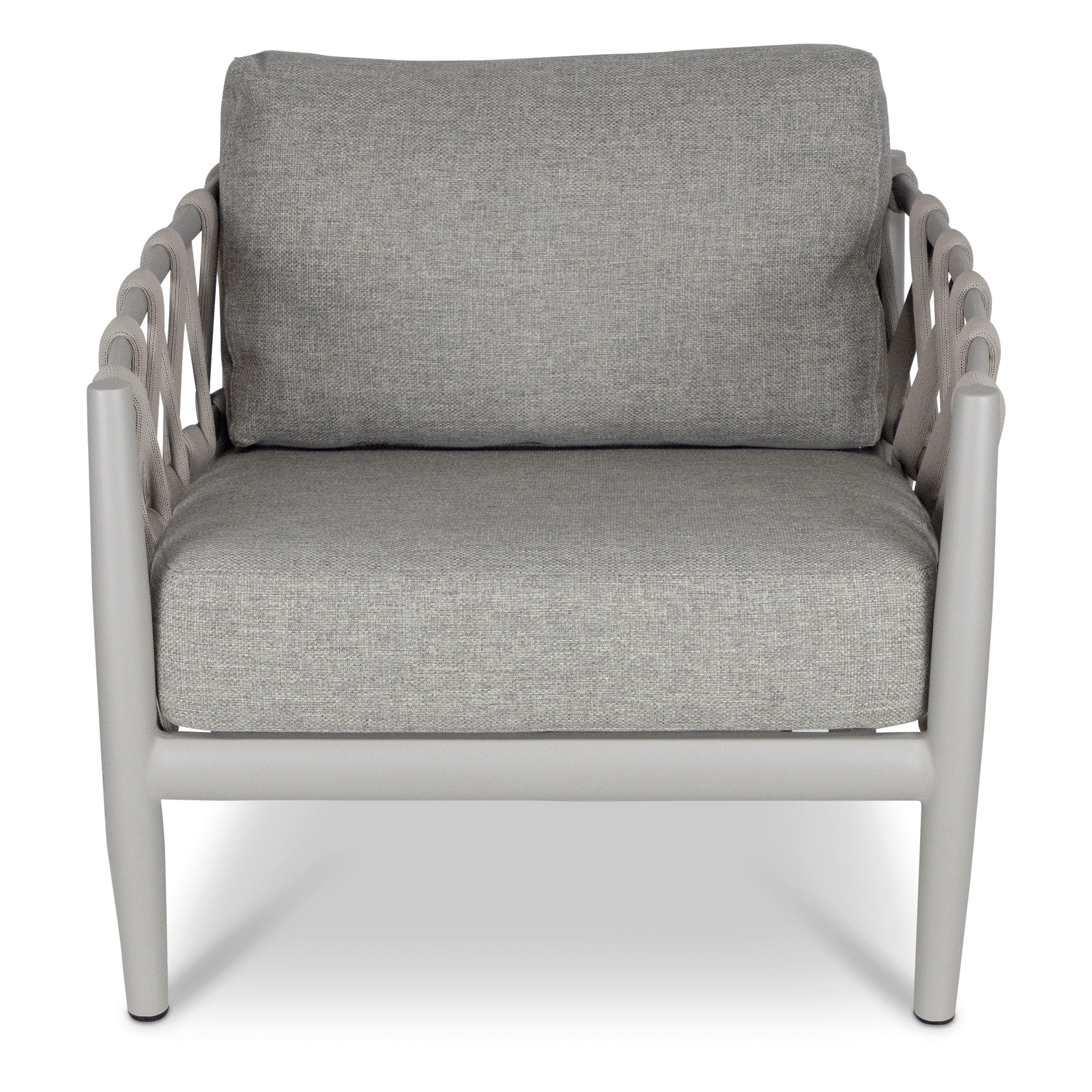 Kirra Armchair in Fawn with Smoke Olefin Cushions and Rope