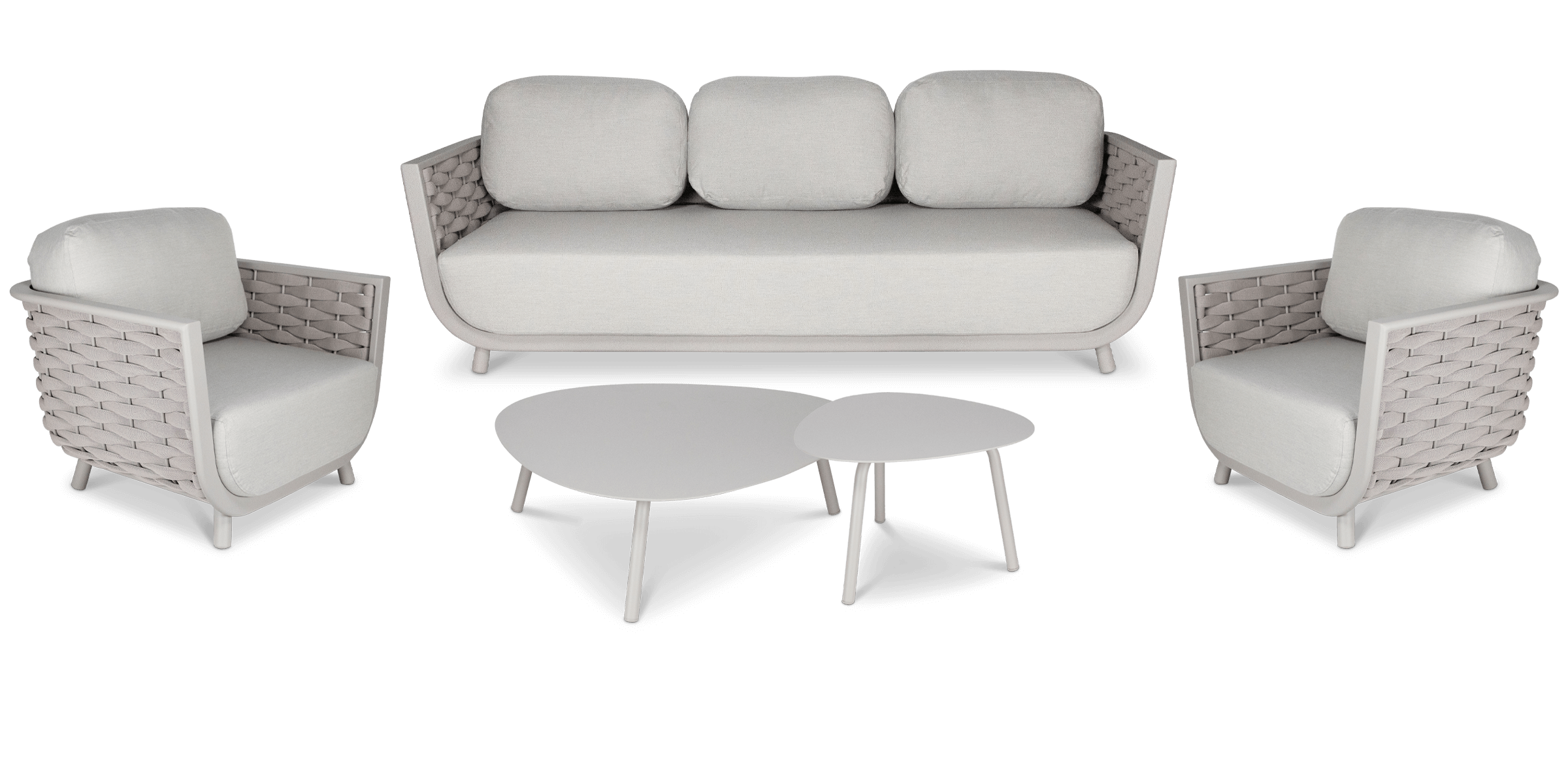 Allure 5pc Lounge Set in Fawn with Dune Spunpoly Cushions and Olefin Rope