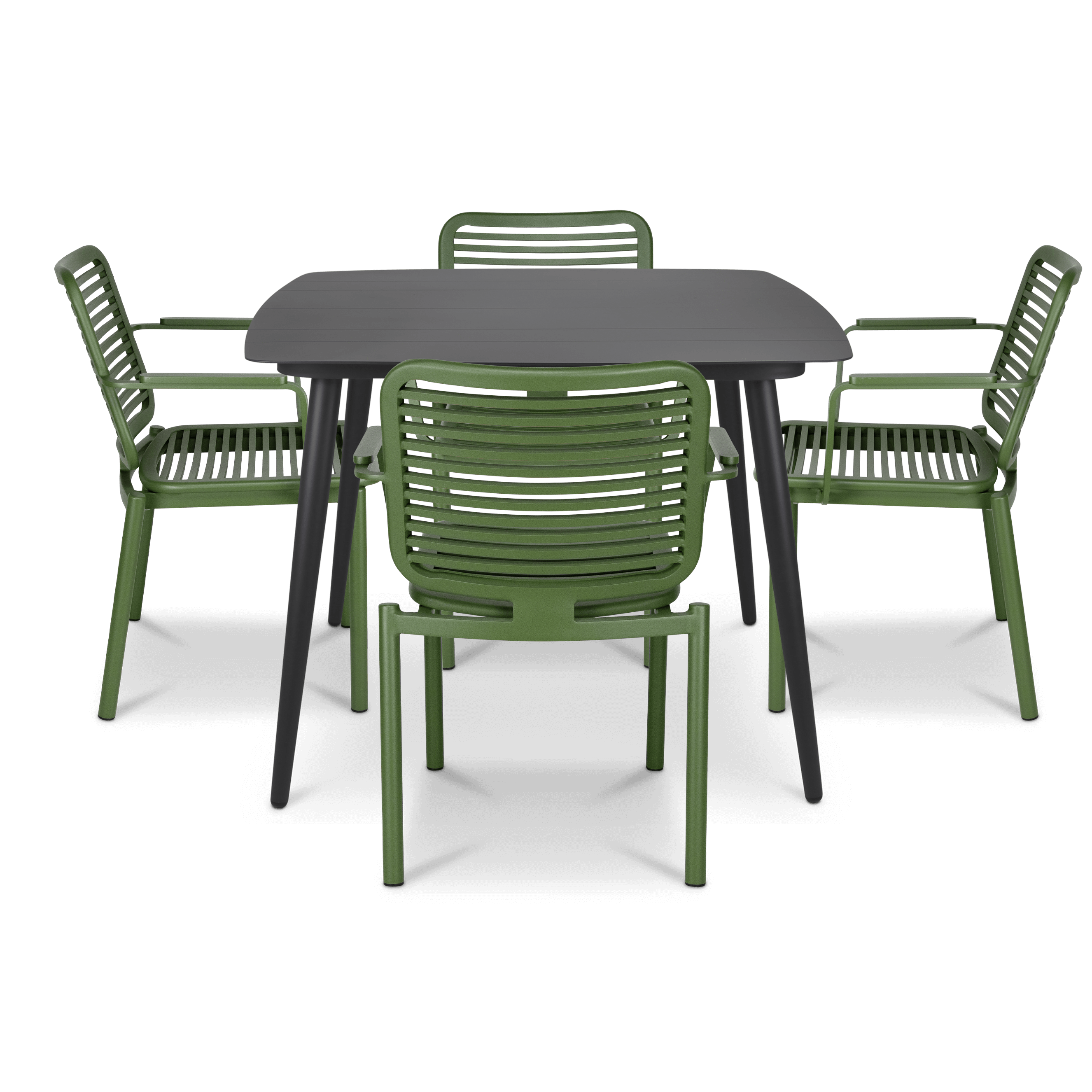 Amalfi Square 5 Piece Outdoor Setting in Gunmetal with Aluminium Chairs