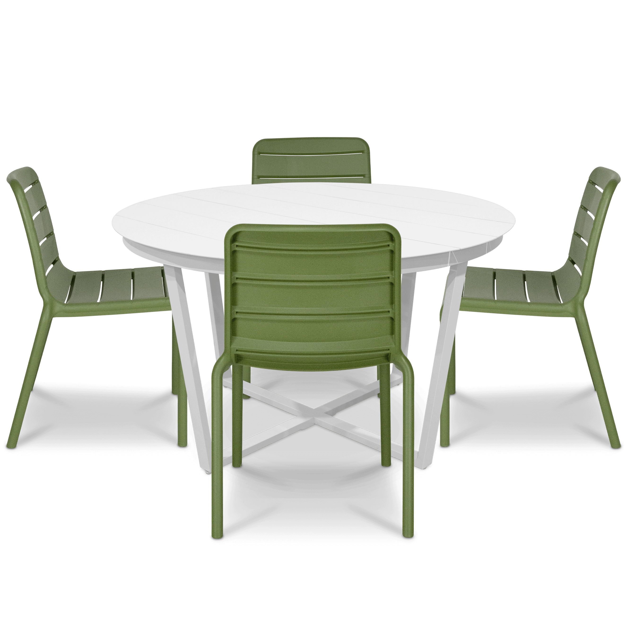 Amalfi Round 5 Piece Outdoor Setting with Aura UV Plastic Outdoor Chairs (PP)