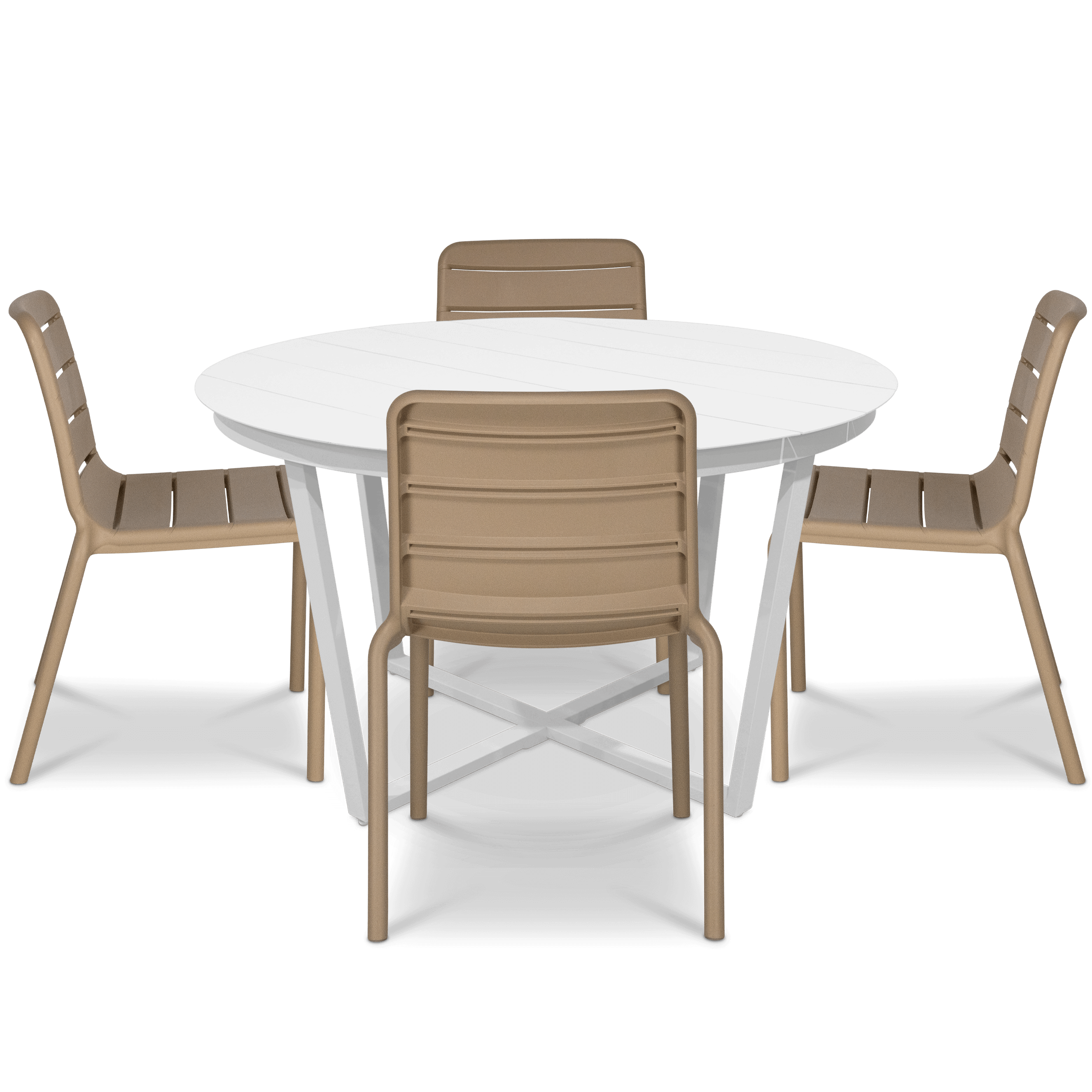 Amalfi Round 5 Piece Outdoor Setting with Aura UV Plastic Outdoor Chairs (PP)
