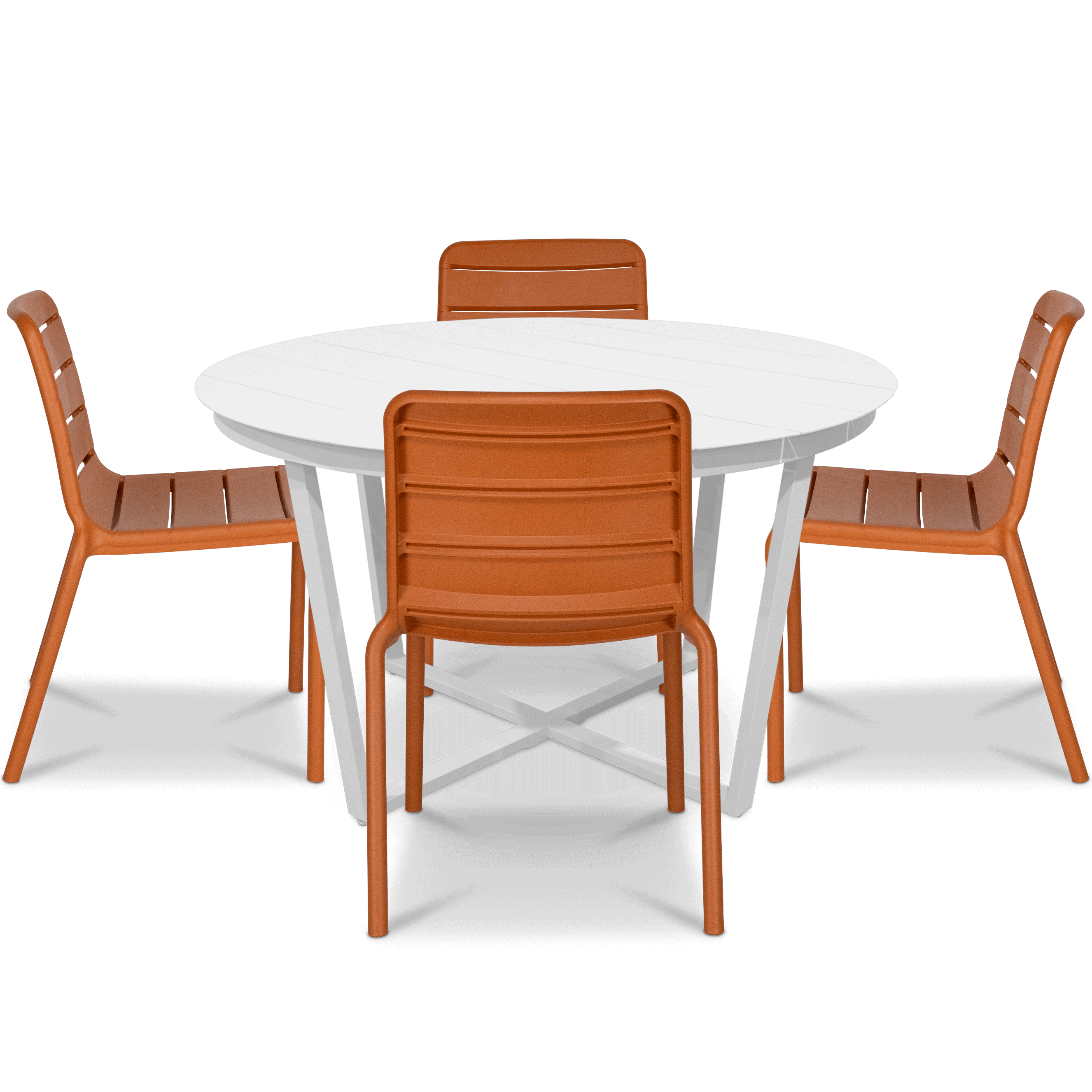 Amalfi Round 5 Piece Outdoor Setting with Aura UV Plastic Outdoor Chairs (PP)