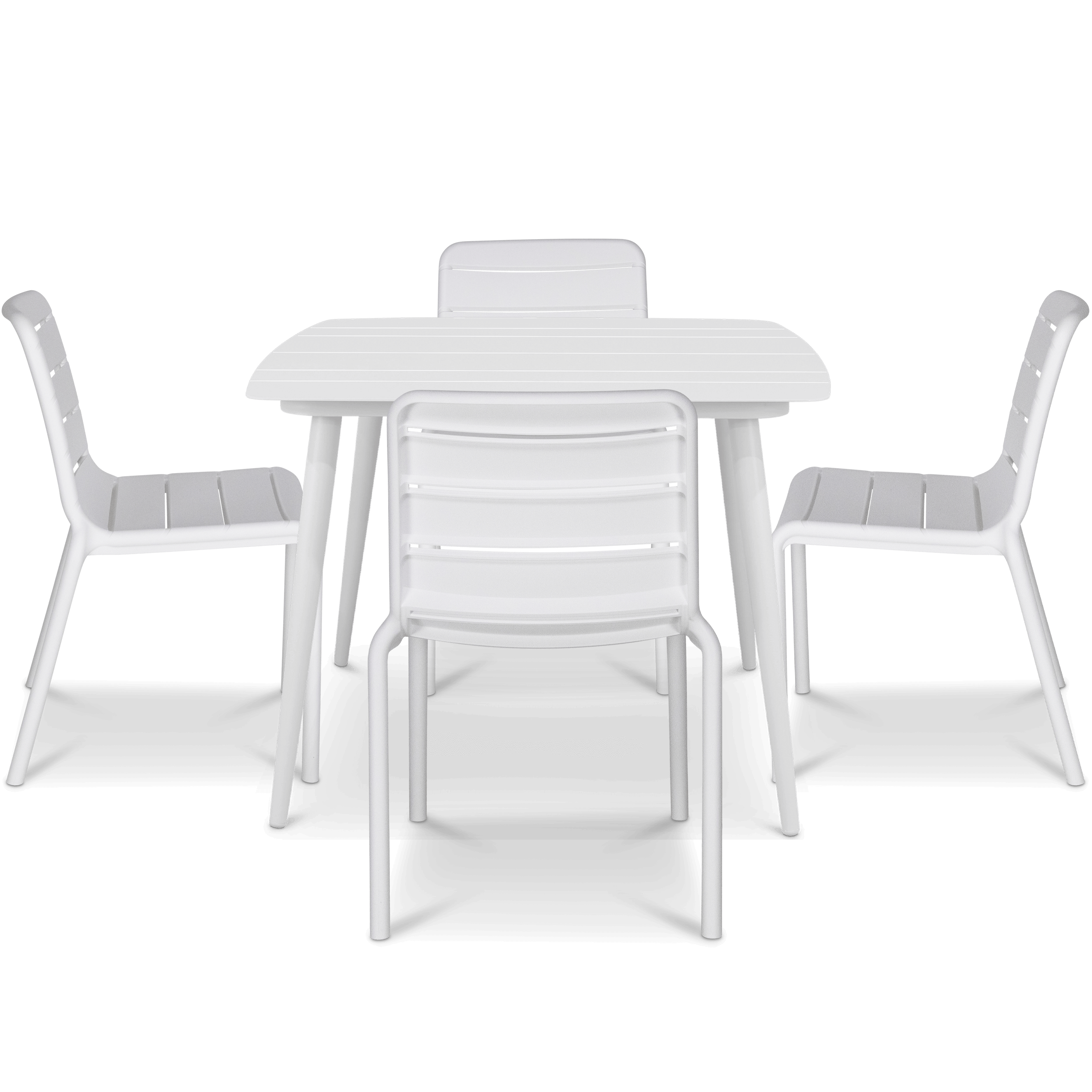 Amalfi Square 5 Piece Outdoor Setting in Arctic White with Aura UV Plastic Outdoor Chairs (PP)
