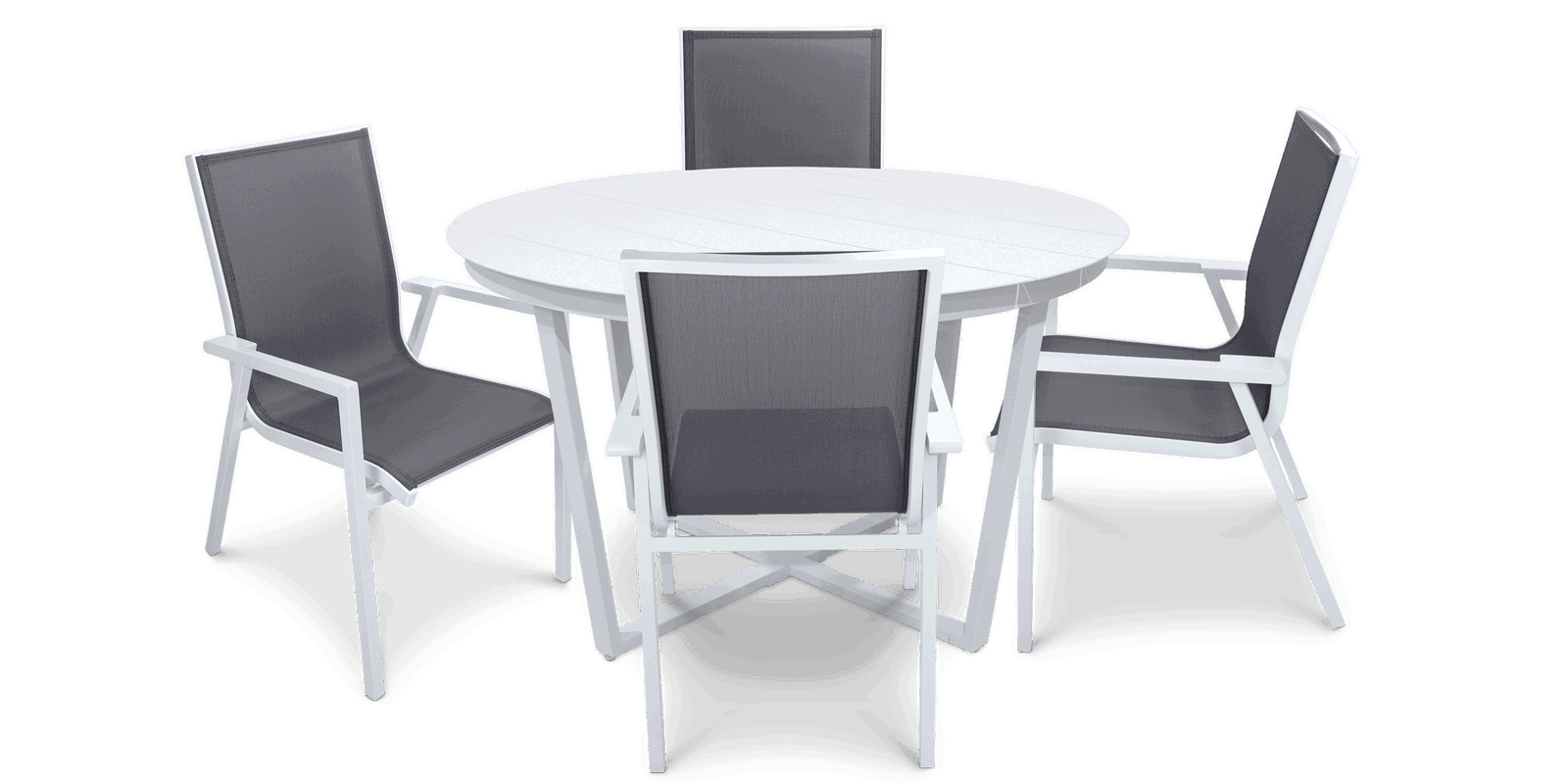 Amalfi Round 5 Piece Outdoor Setting with Aluminium Chairs - The Furniture Shack