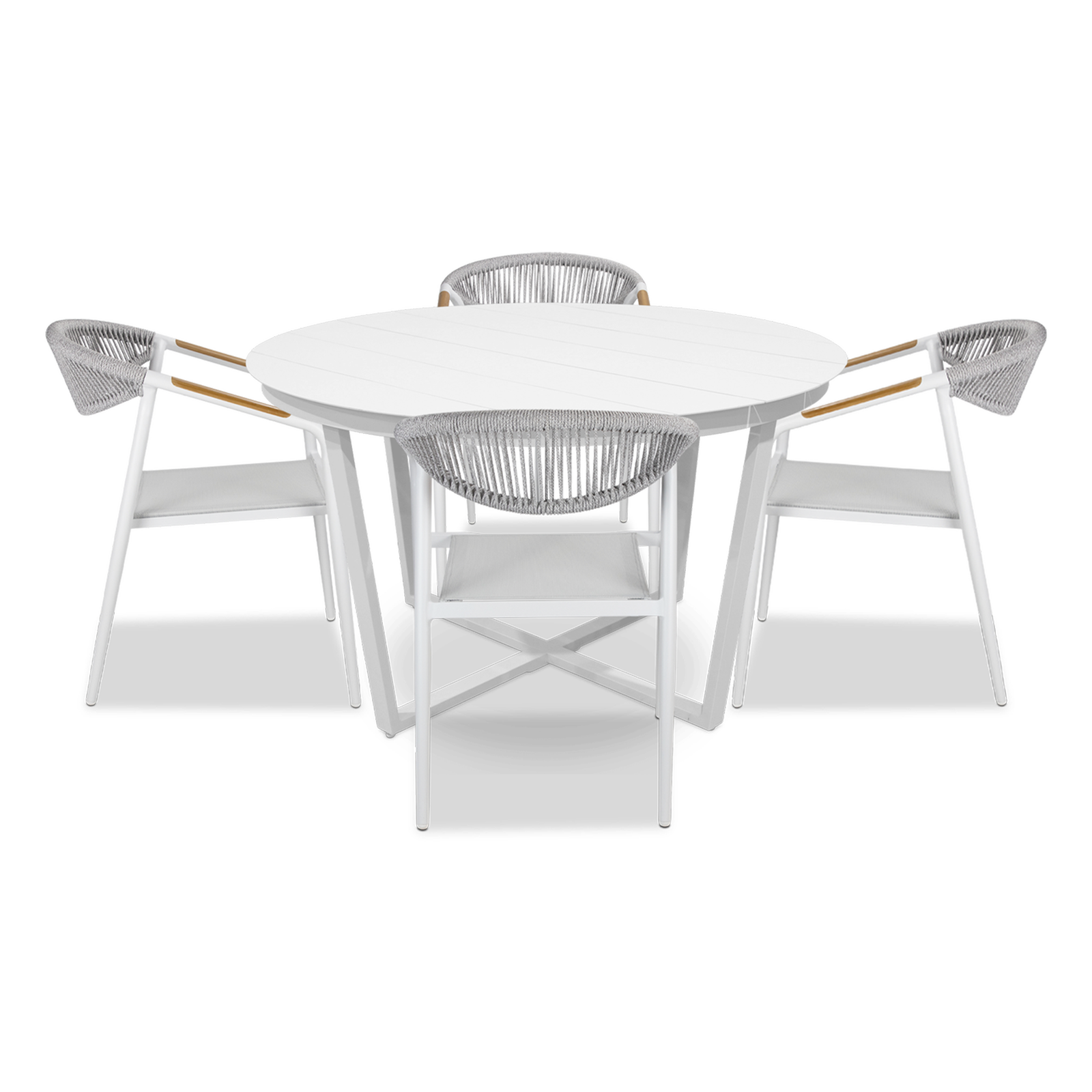 Amalfi Round 5 Piece Outdoor Setting with Rope Chairs - The Furniture Shack