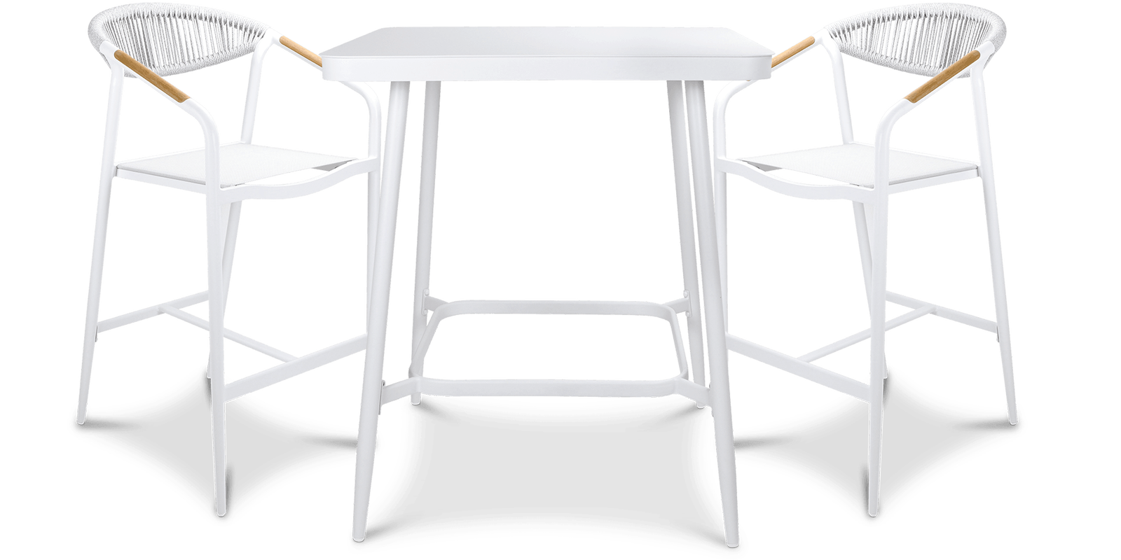Amalfi Square 3pc Bar Suite in Arctic White Aluminium - The Furniture Shack