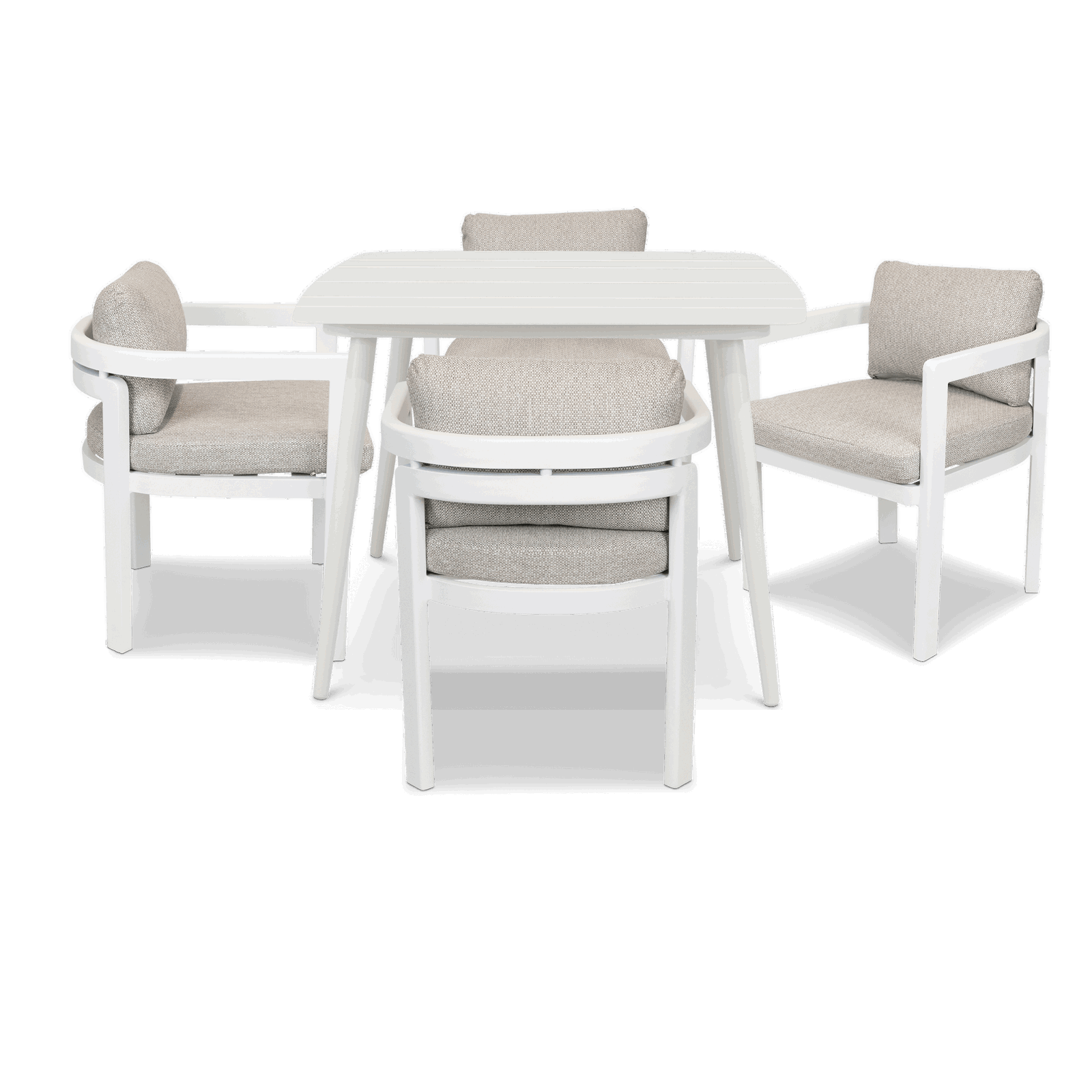 Amalfi Square 5 Piece Outdoor Setting in Arctic White with Aluminium Chairs - The Furniture Shack