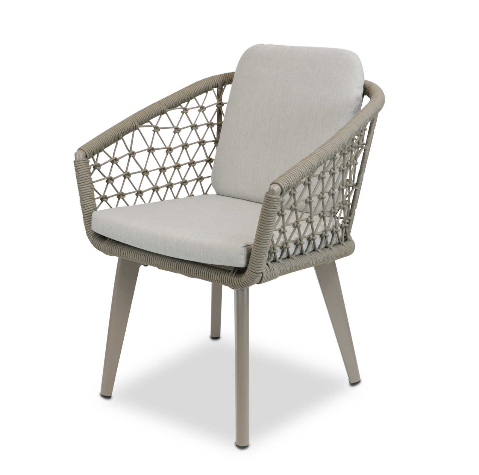 Amalfi Square 5 Piece Outdoor Setting in Gunmetal with Rope Chairs - The Furniture Shack