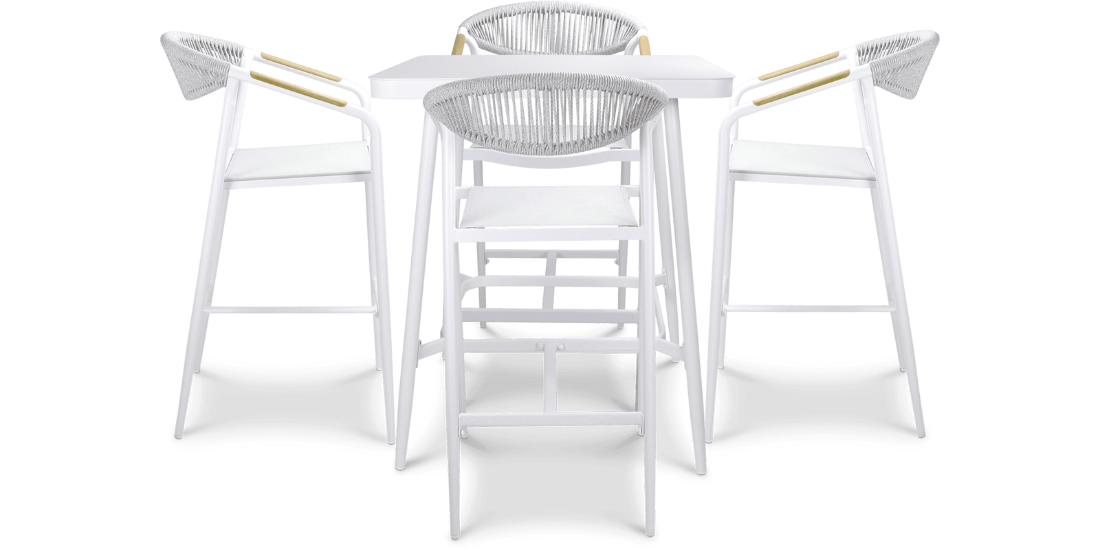 Amalfi Square 5pc Bar Suite in Arctic White Aluminium - The Furniture Shack