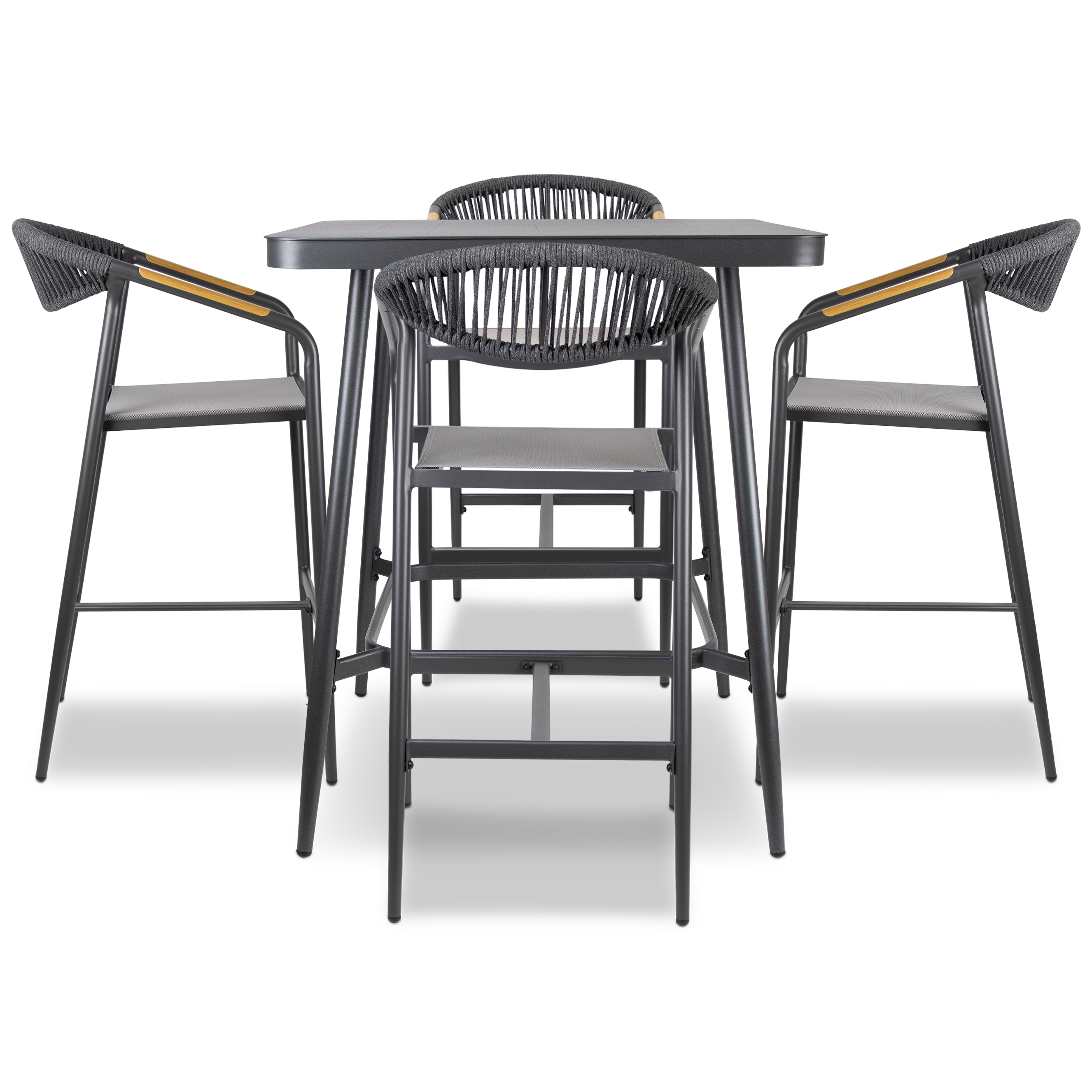 Amalfi Square 5pc Bar Suite in Gunmetal Aluminium