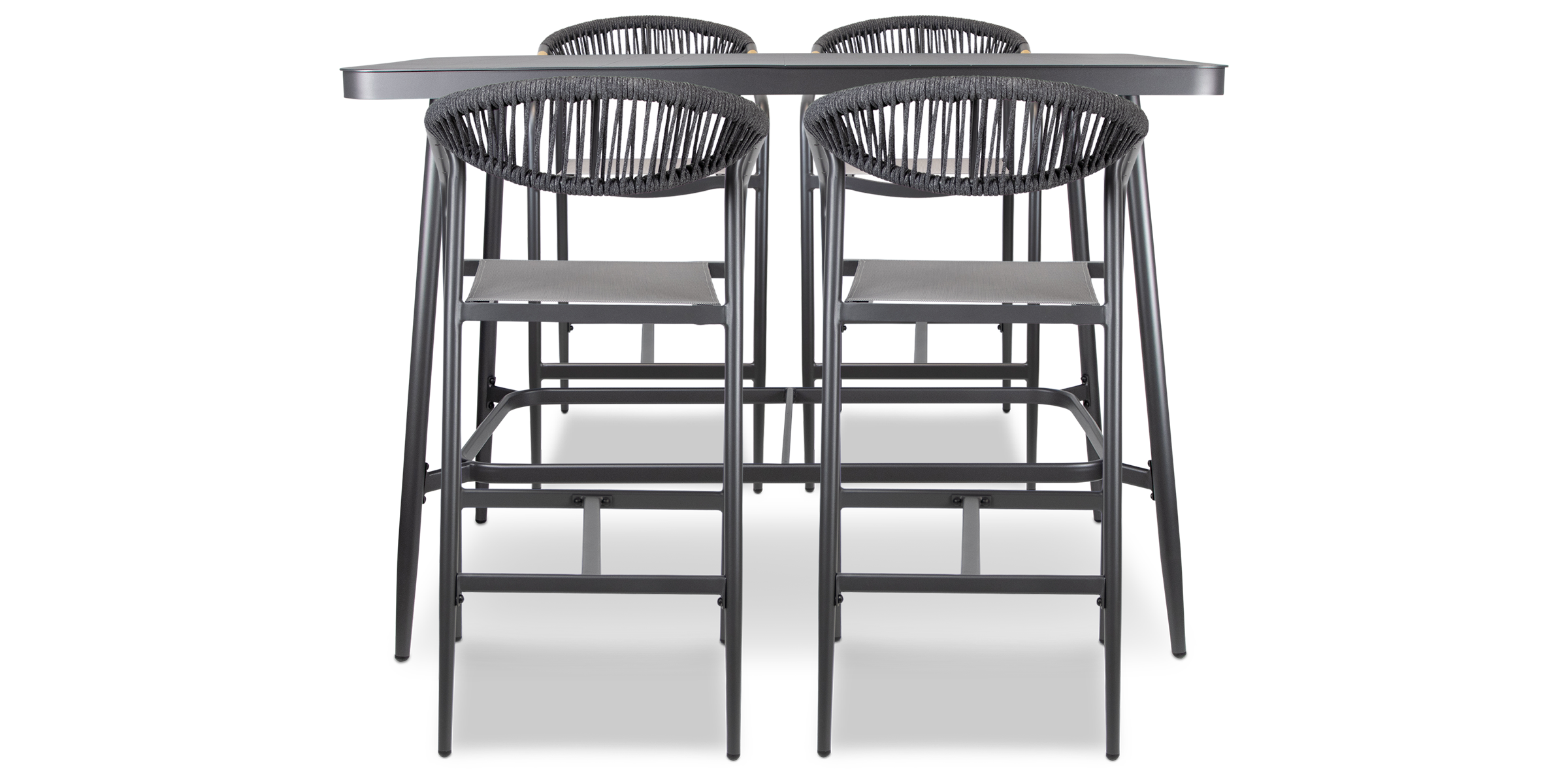 Amalfi Rectangle 5pc Bar Suite in Gunmetal Aluminium