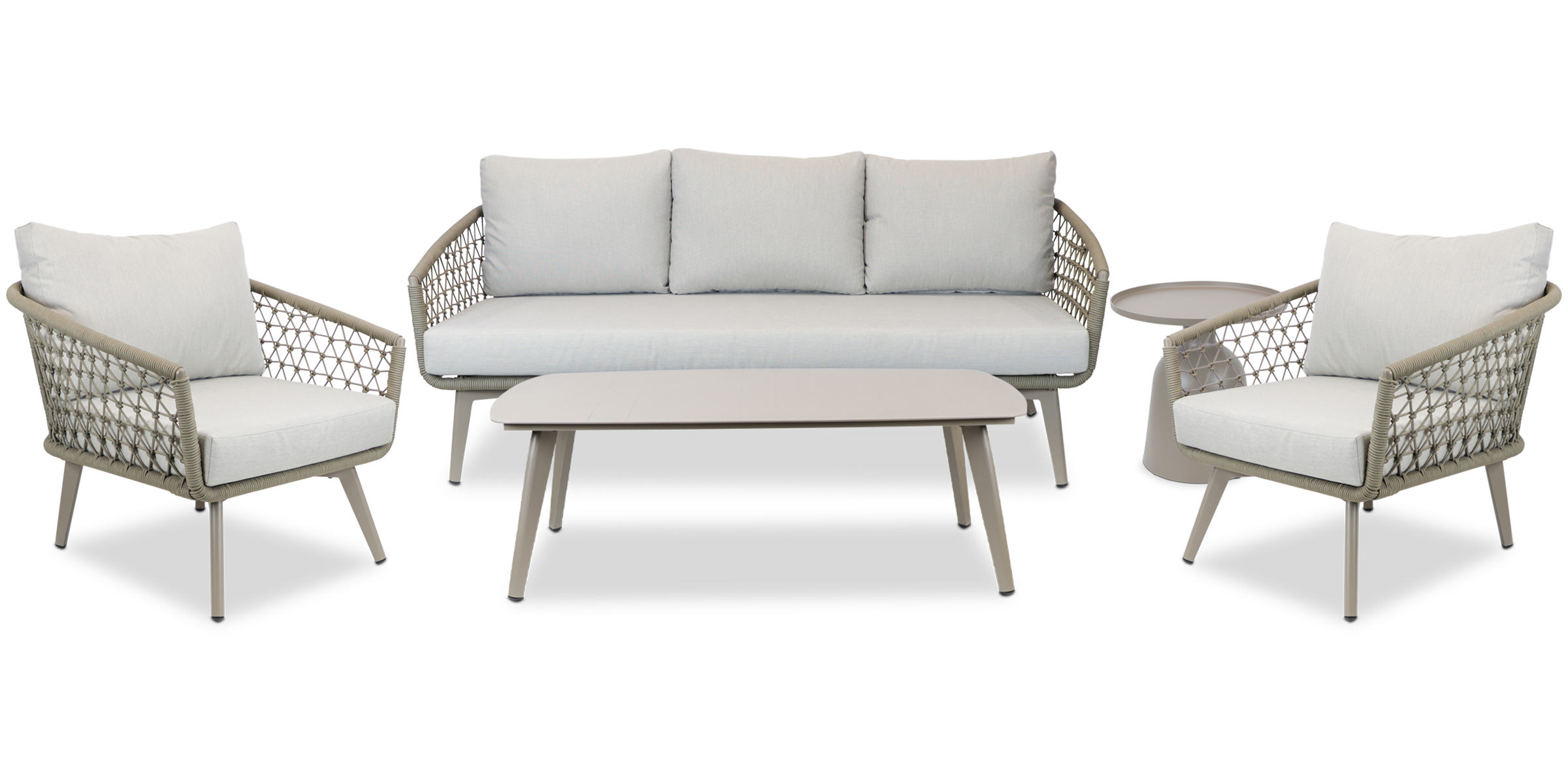 Antigua Outdoor Rope Lounge Setting inc. 3 Seater, 2 x Armchairs