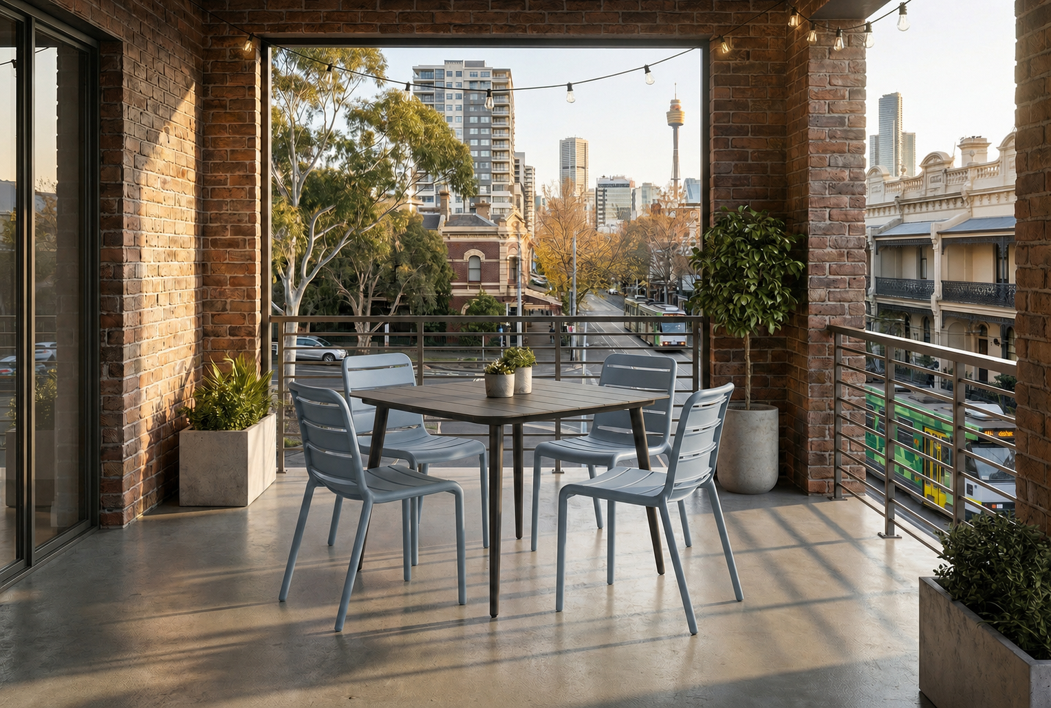 Amalfi Square Table Outdoor Dining Suite in Gunmetal (Choose Chairs)