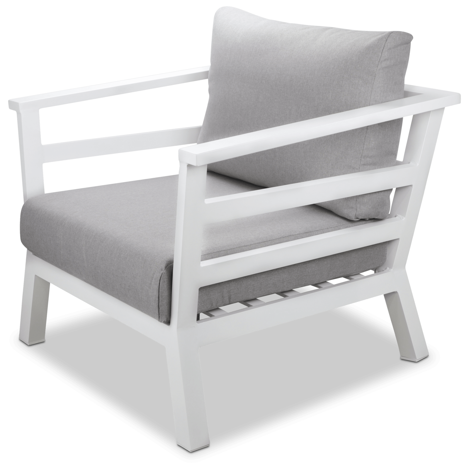 Aveiro Outdoor Armchair in Arctic White with Stone Olefin Cushion - The Furniture Shack