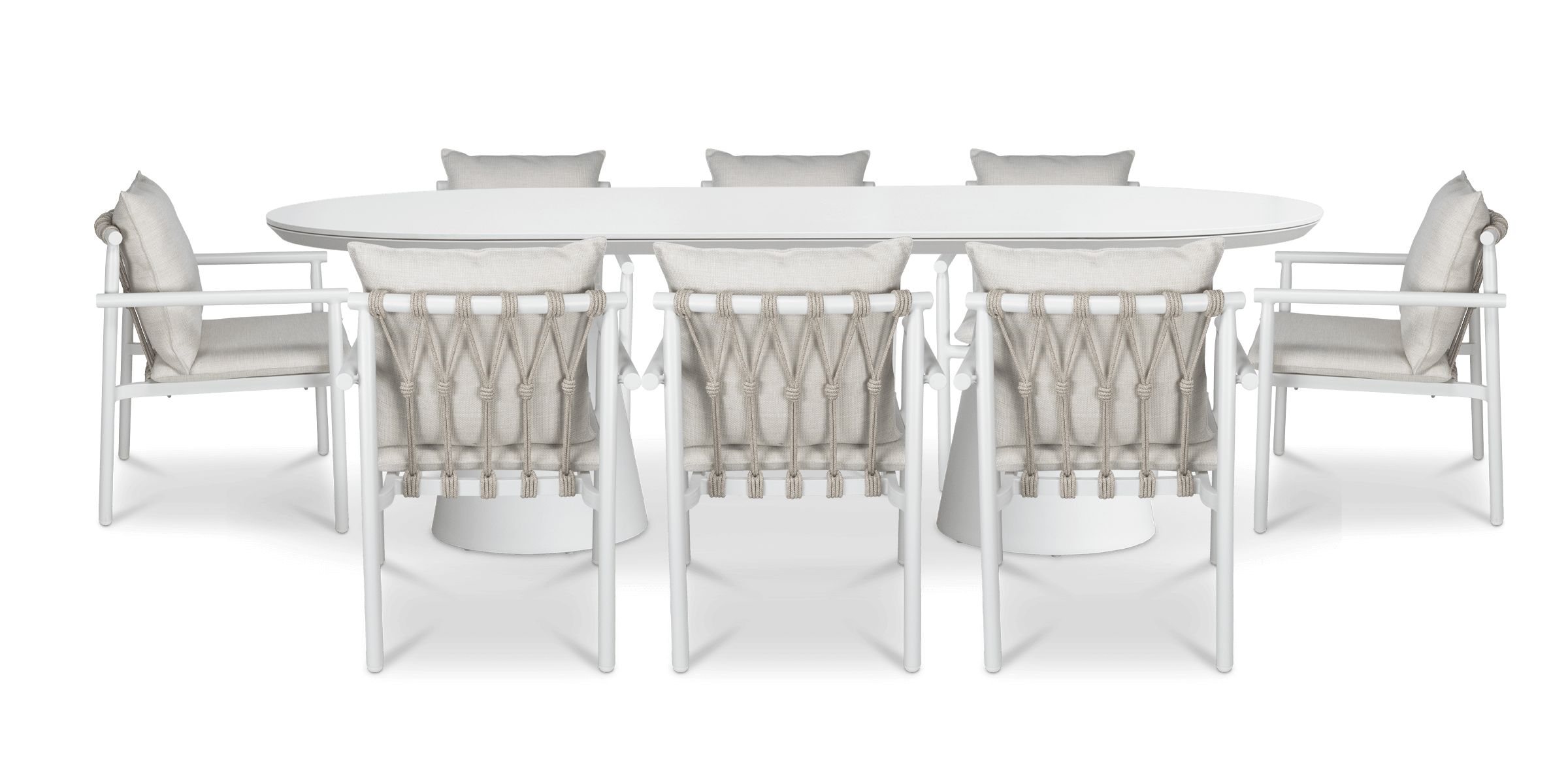 Azure Dining Setting in Arctic White with Rope Chairs