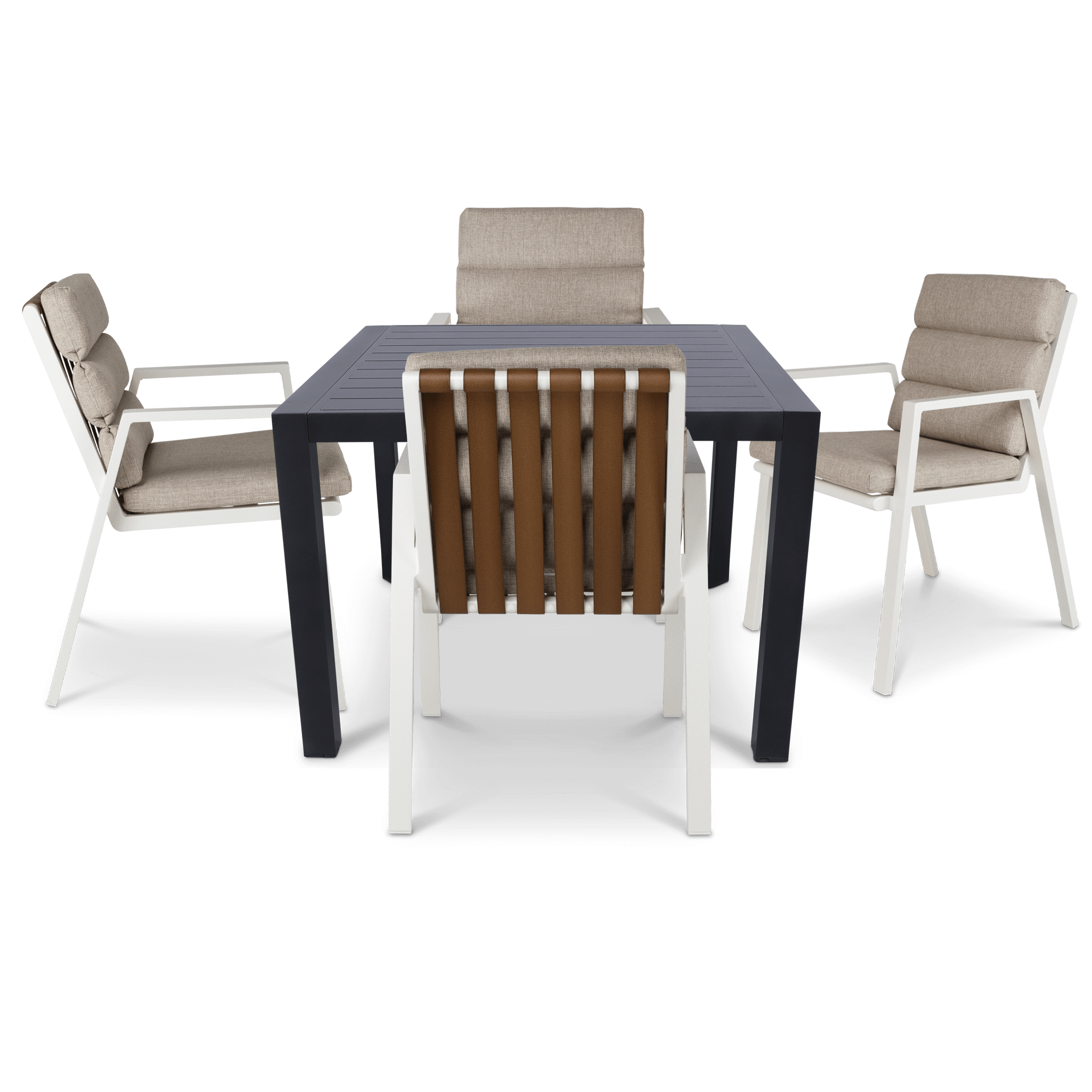Bahamas Square 5 Piece Outdoor Setting in Gunmetal with Aluminium Chairs