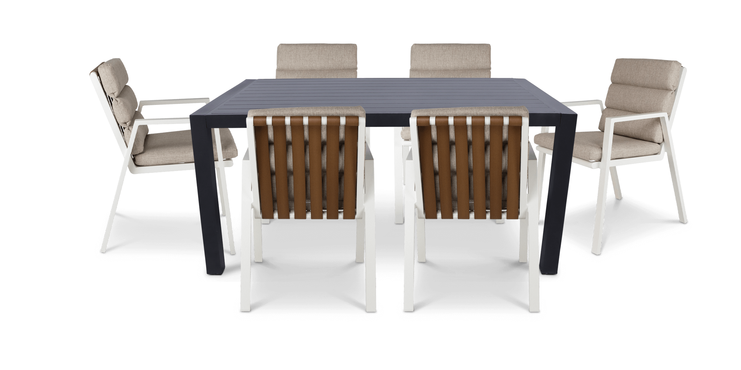 Bahamas Rectangle 7 Piece Outdoor Setting in Gunmetal with Aluminium Chairs
