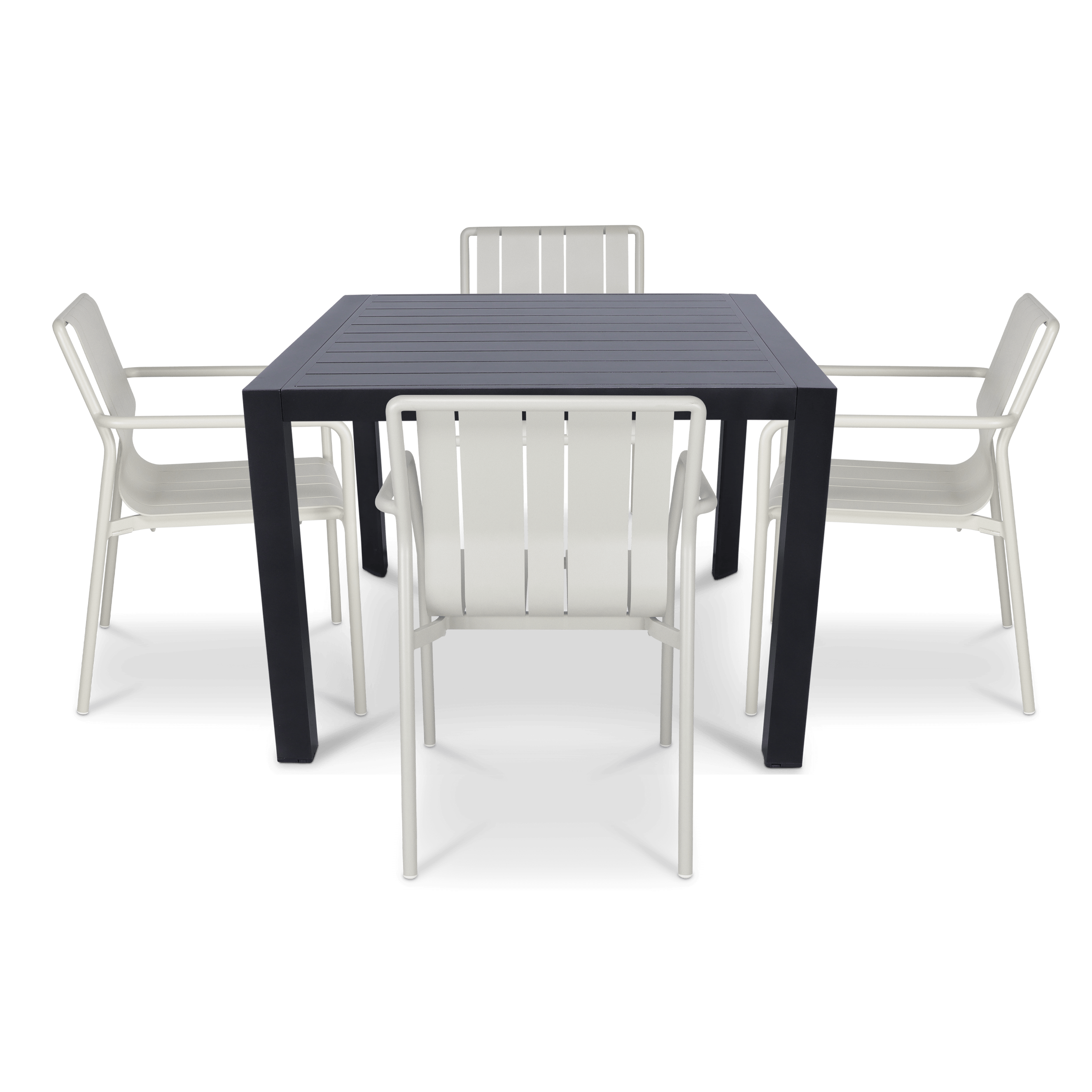 Bahamas Square 5 Piece Outdoor Setting in Gunmetal with Aluminium Chairs