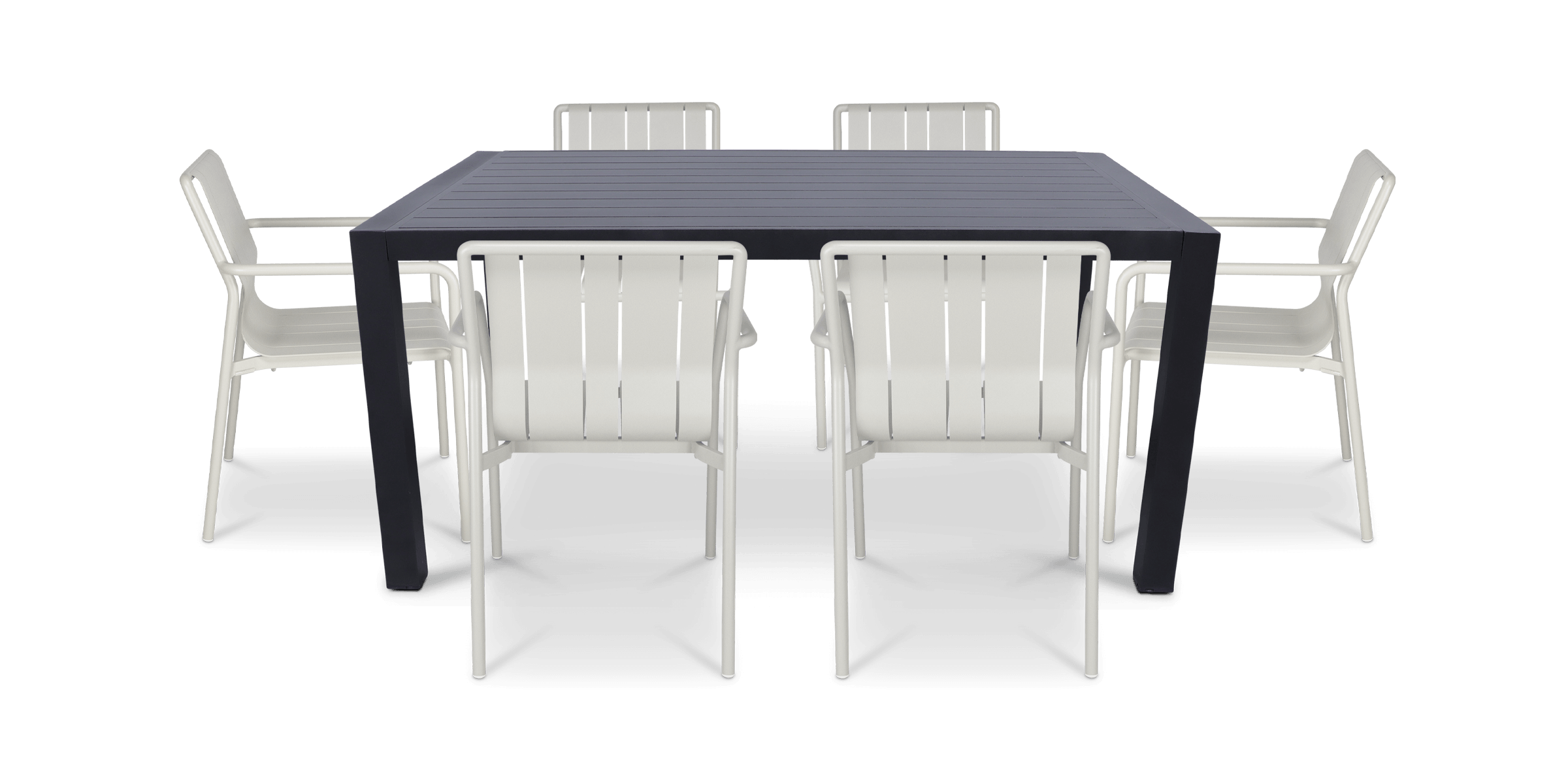 Bahamas Rectangle 7 Piece Outdoor Setting in Gunmetal with Aluminium Chairs