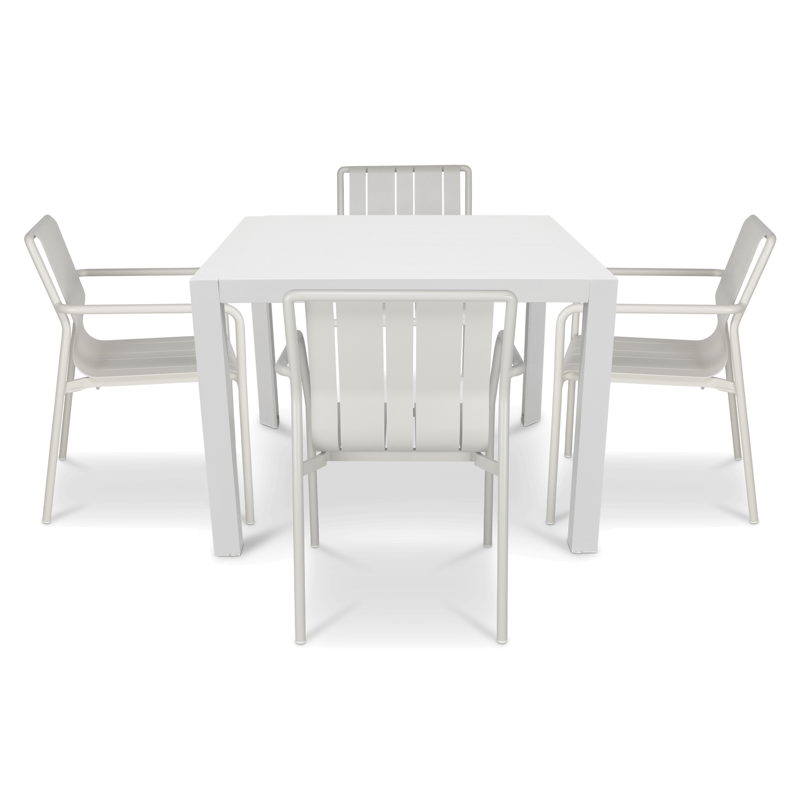 Bahamas Square Cafe 5 Piece Outdoor Setting in Arctic White with Aluminium Chairs