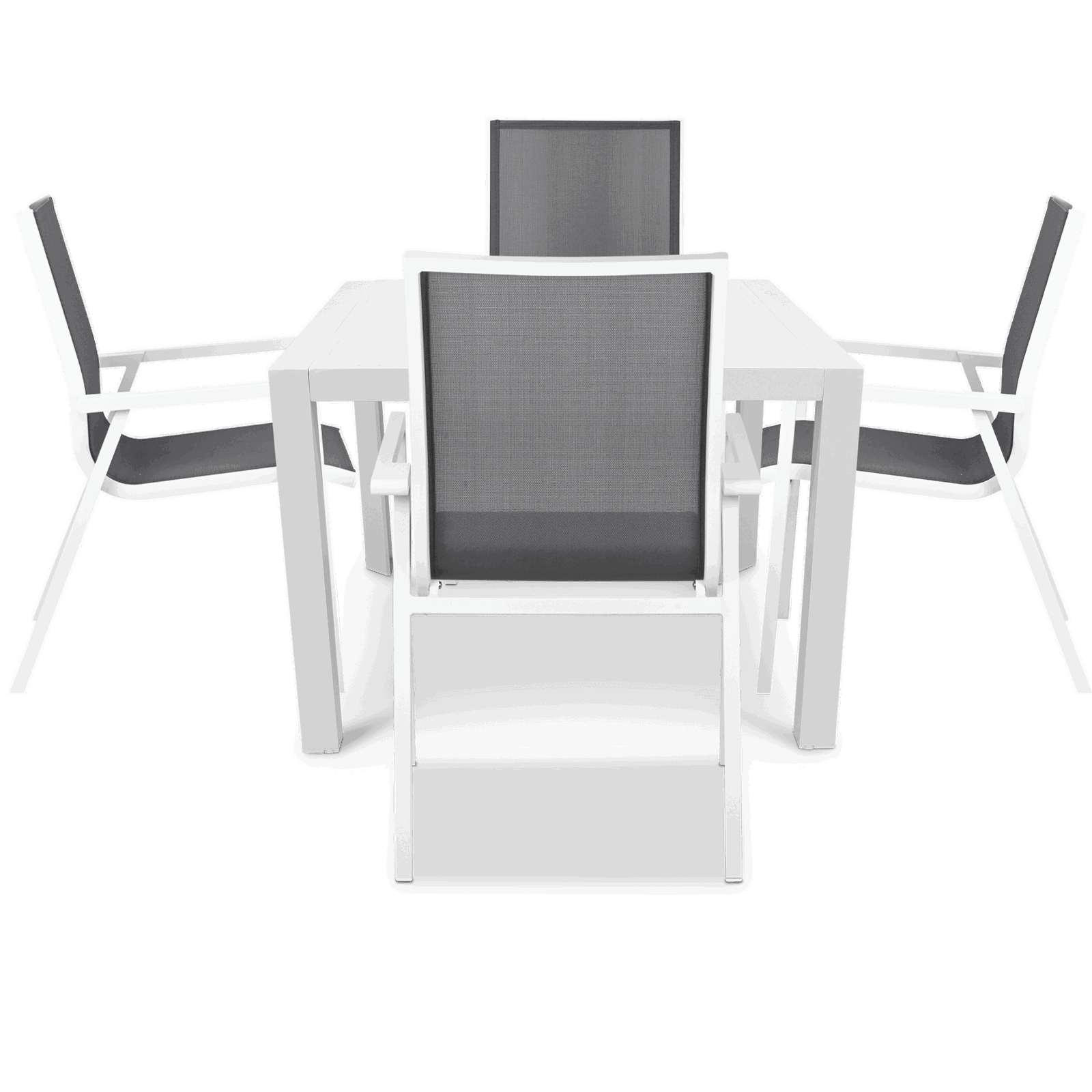 Bahamas Square Cafe 5 Piece Outdoor Setting in Arctic White with Aluminium Chairs - The Furniture Shack
