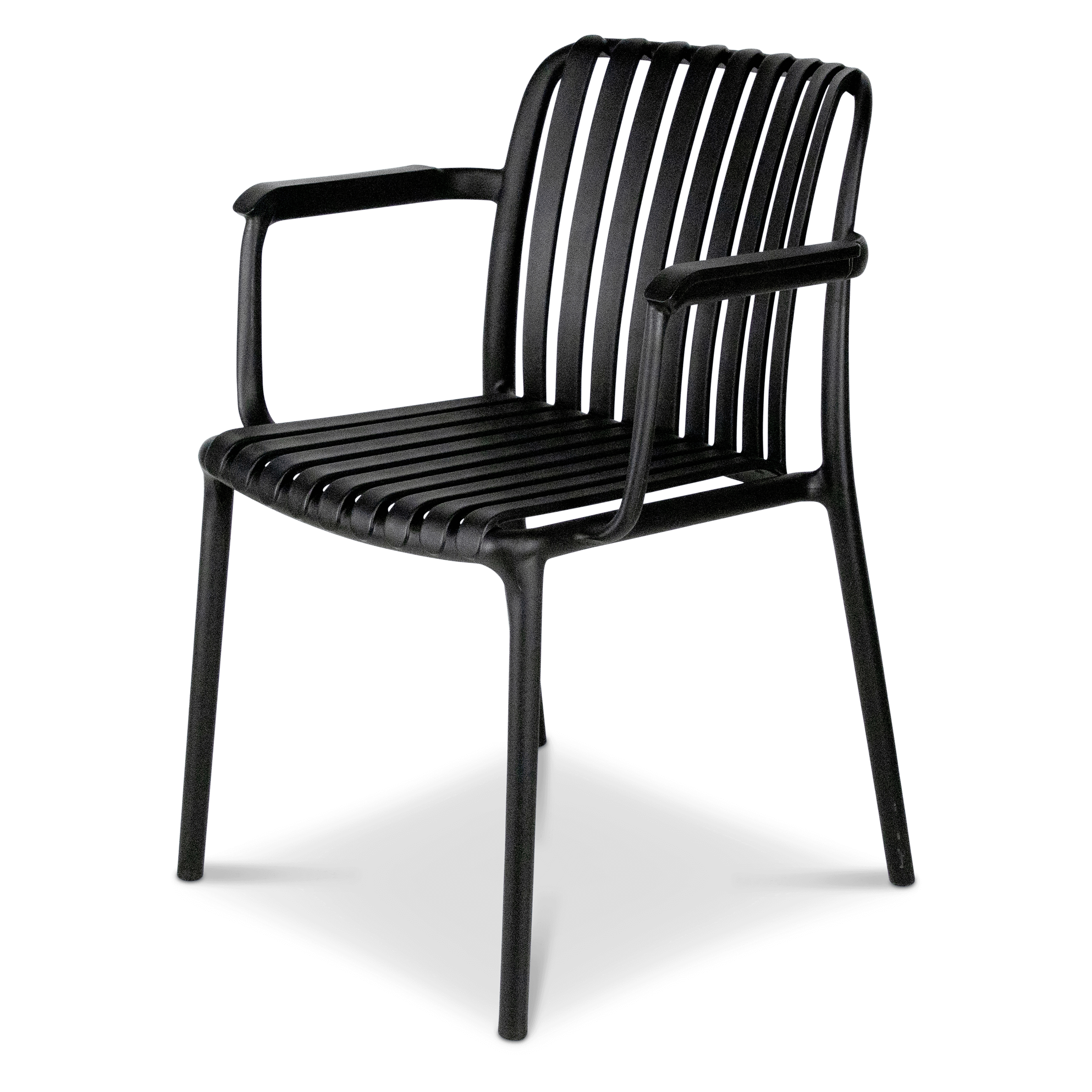 Salerno UV Polypropylene Premium Dining Chair with Arm in Midnight Black