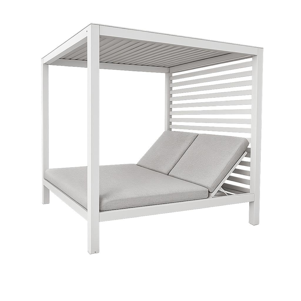 Cabana in Arctic White with Dune Spunpoly Cushions