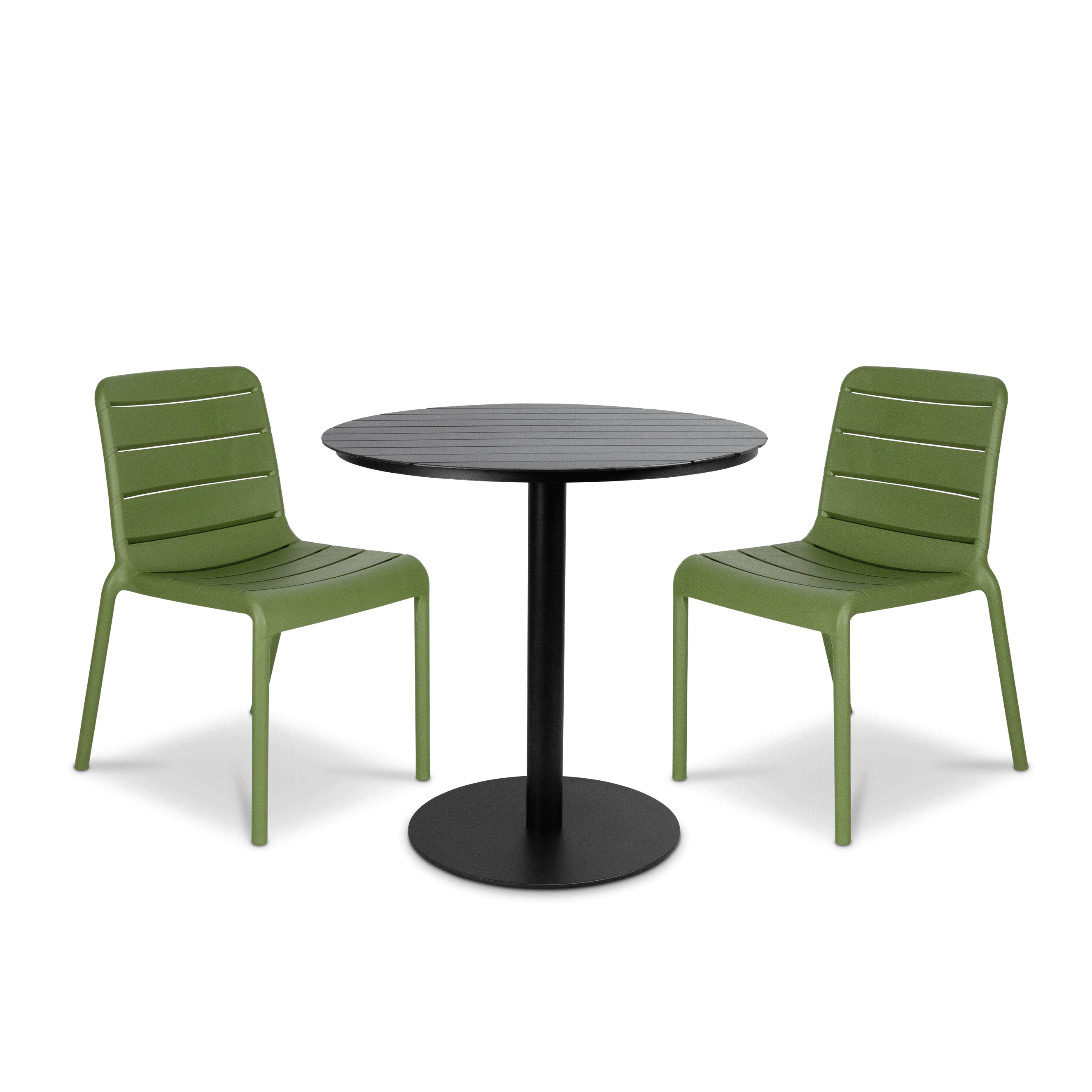 Cafe Collection Round 3pc Dining Suite in Gunmetal with Aura UV Plastic Chairs (PP)