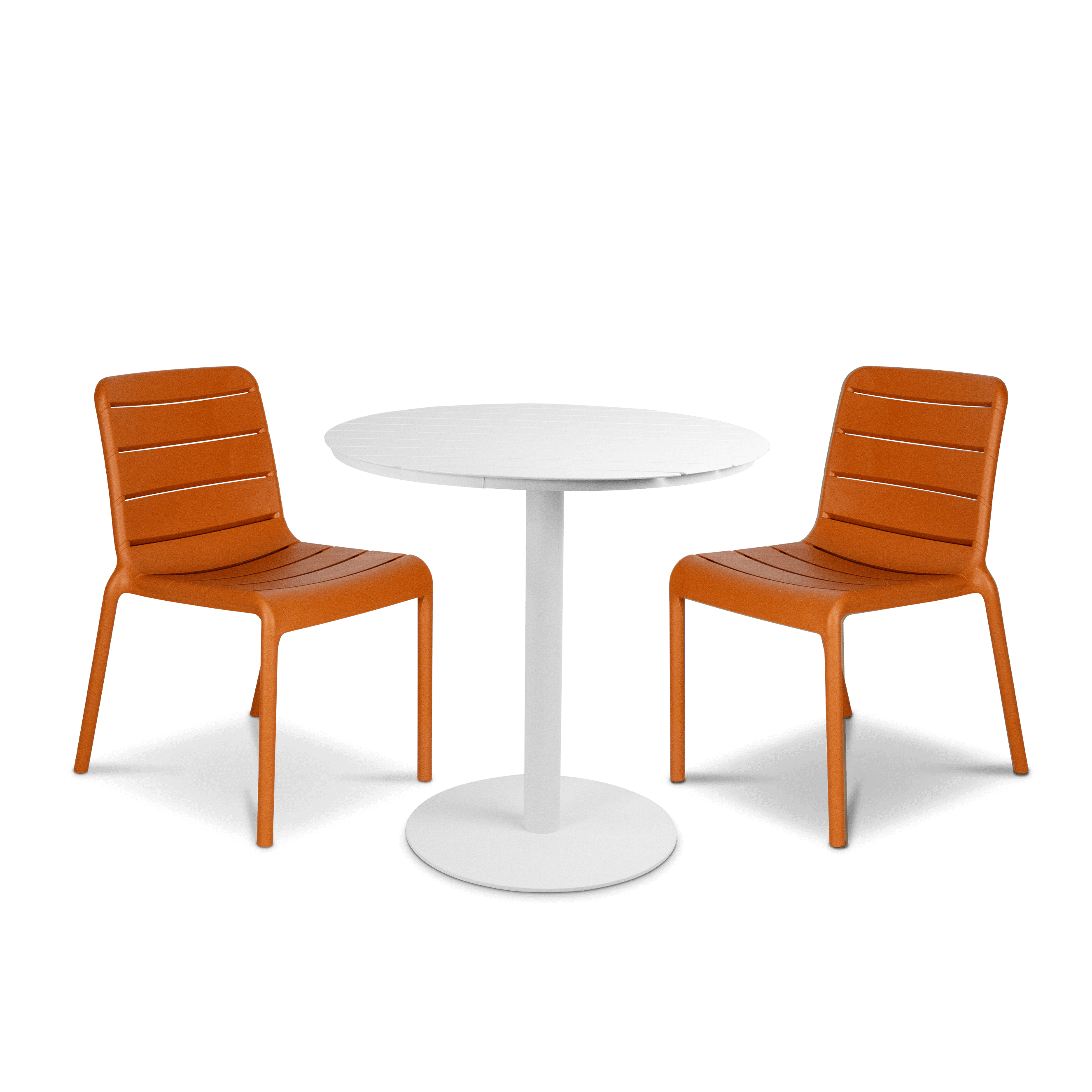 Cafe Collection Round 3pc Dining Suite in Arctic White with Aura UV Plastic Chairs (PP)