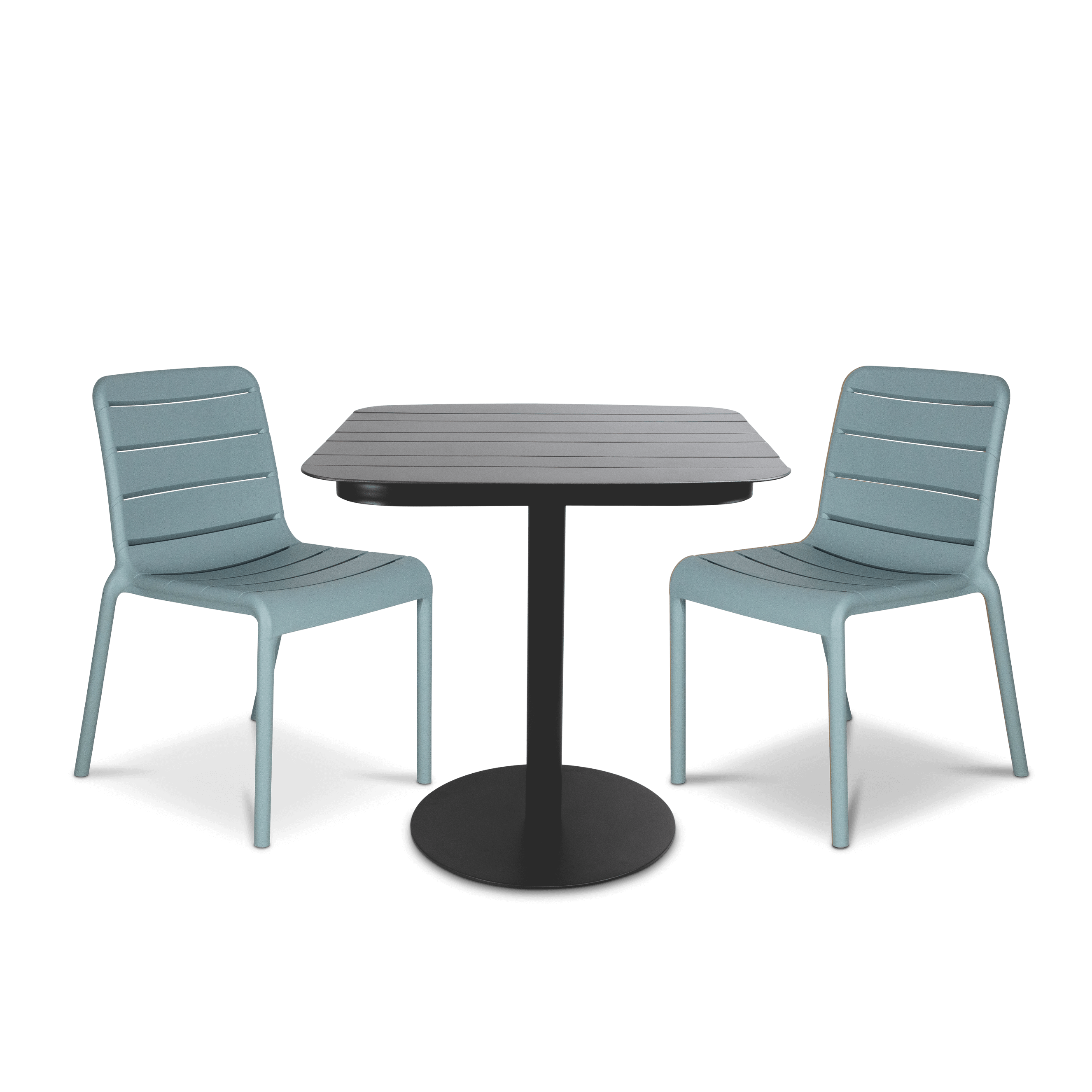 Cafe Collection Square 3pc Dining Suite in Gunmetal with Aura UV Plastic Chairs (PP)