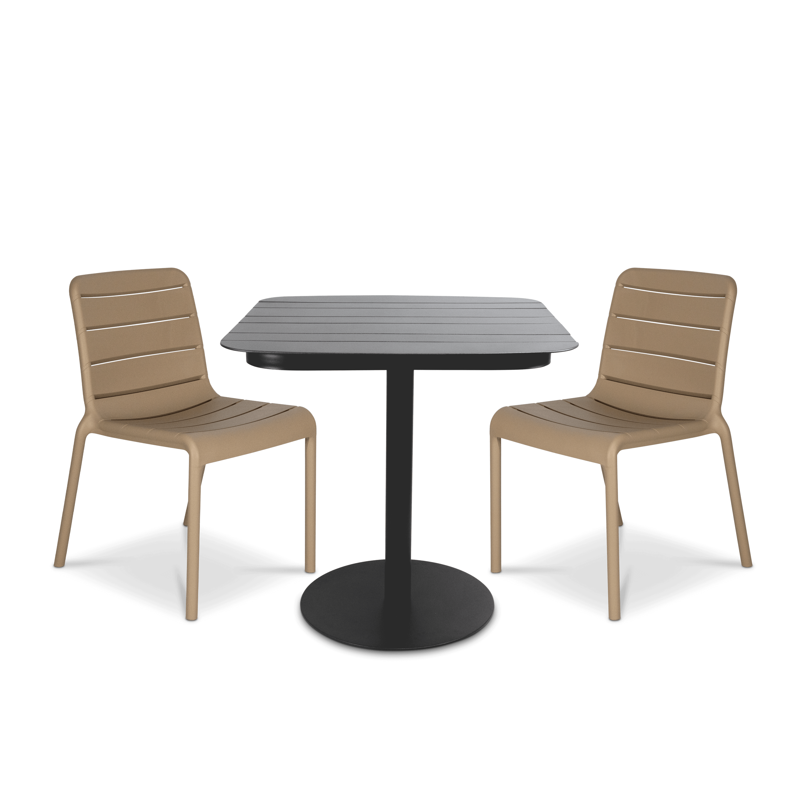 Cafe Collection Square 3pc Dining Suite in Gunmetal with Aura UV Plastic Chairs (PP)