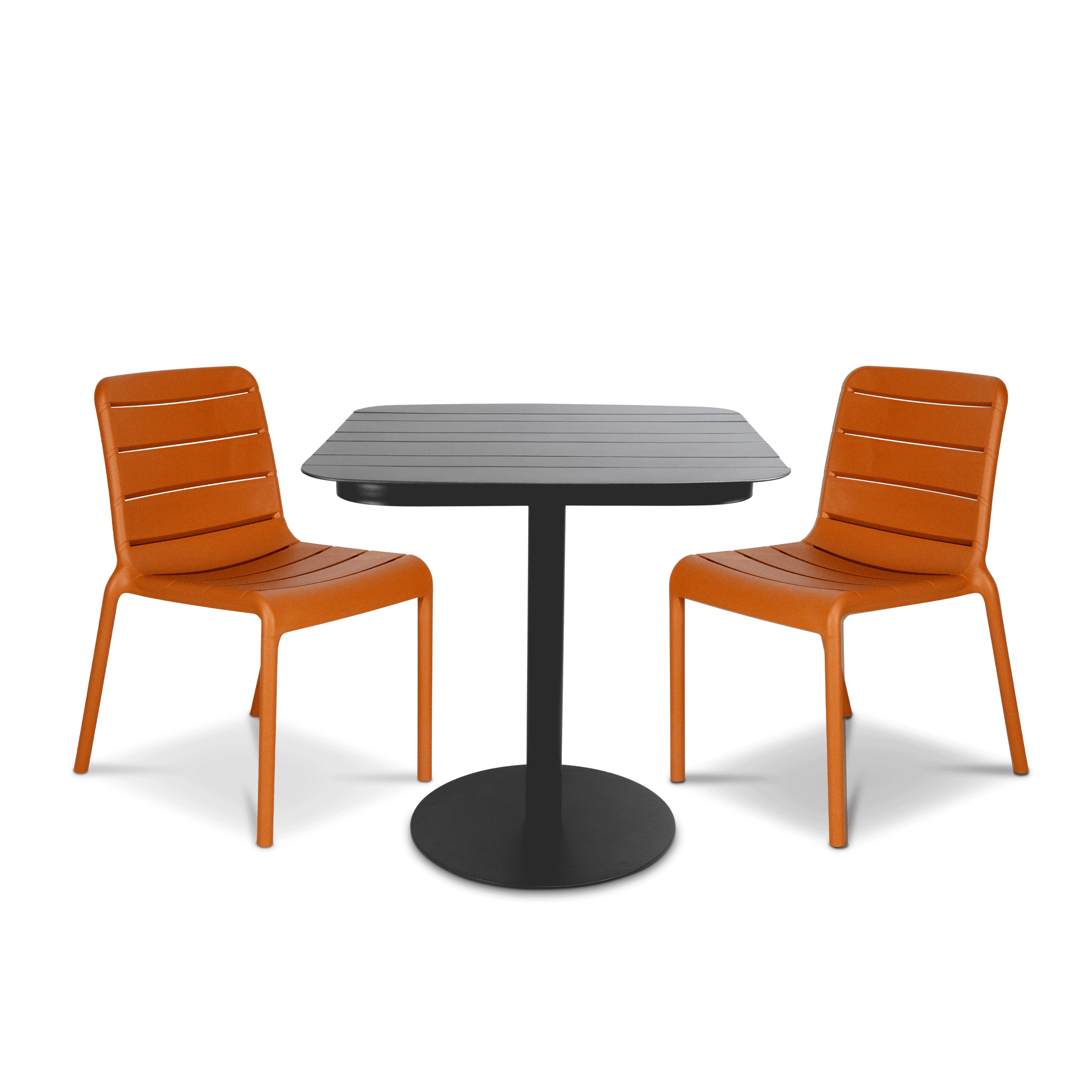 Cafe Collection Square 3pc Dining Suite in Gunmetal with Aura UV Plastic Chairs (PP)