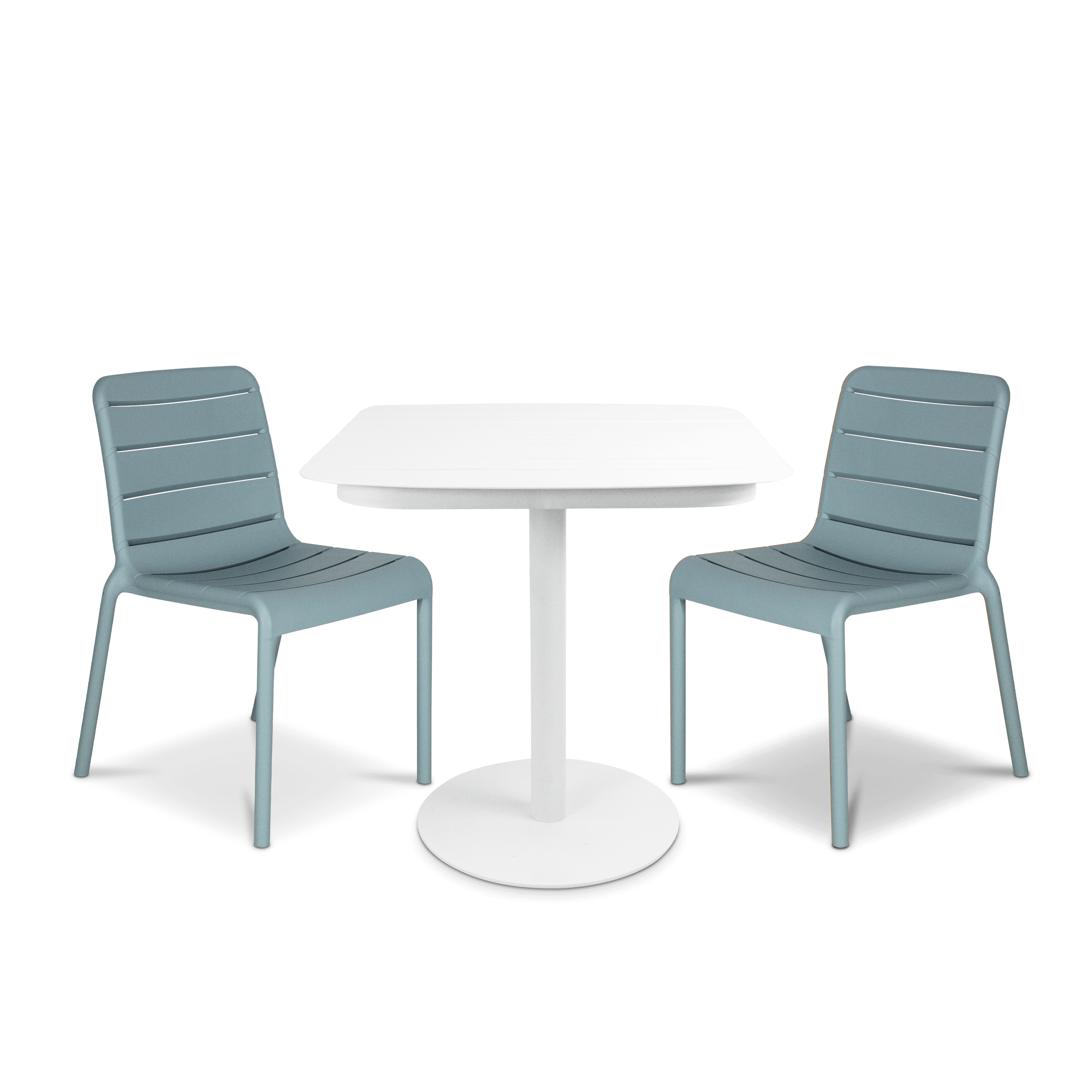 Cafe Collection Square 3pc Dining Suite in Arctic White with Aura UV Plastic Chairs (PP)