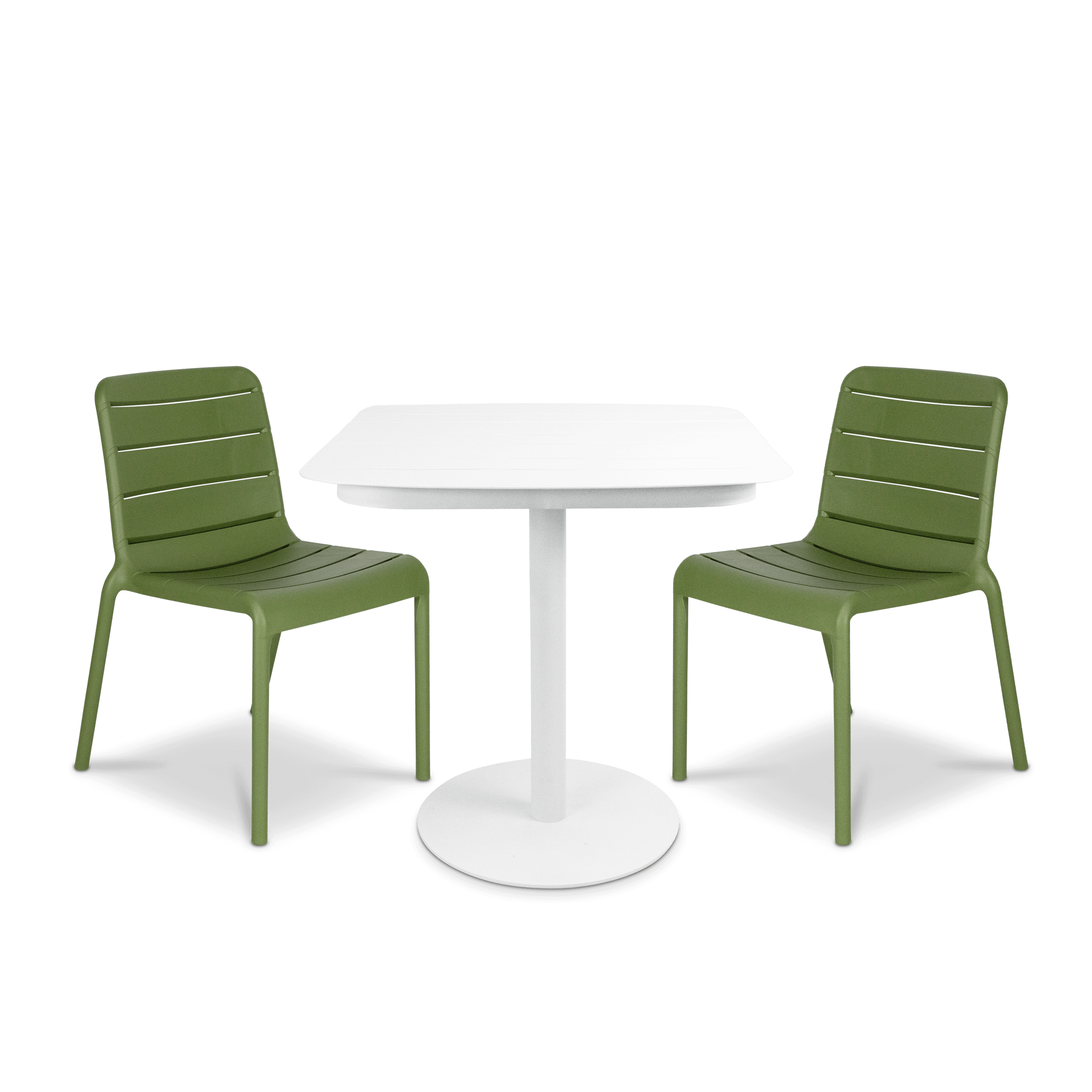 Cafe Collection Square 3pc Dining Suite in Arctic White with Aura UV Plastic Chairs (PP)