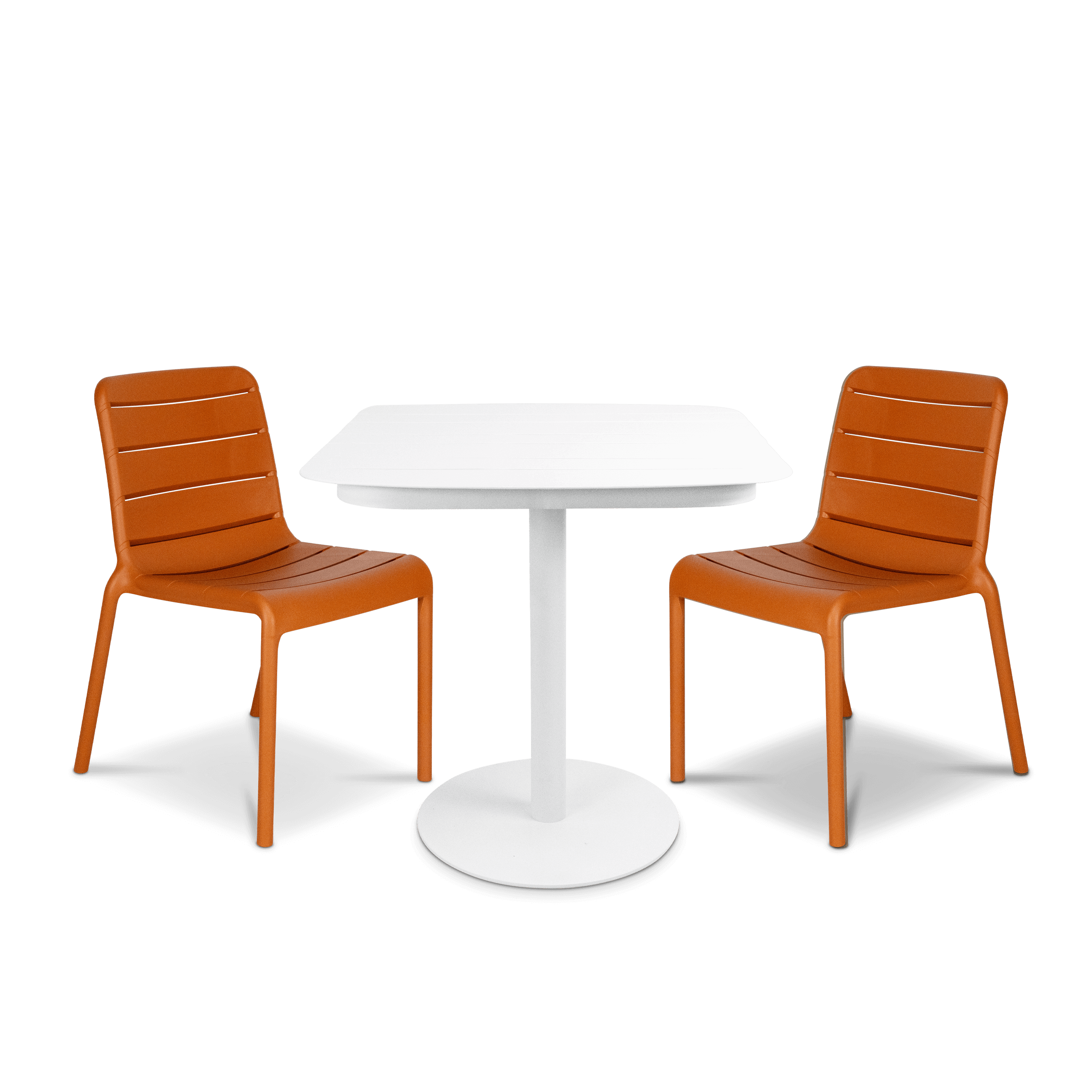 Cafe Collection Square 3pc Dining Suite in Arctic White with Aura UV Plastic Chairs (PP)