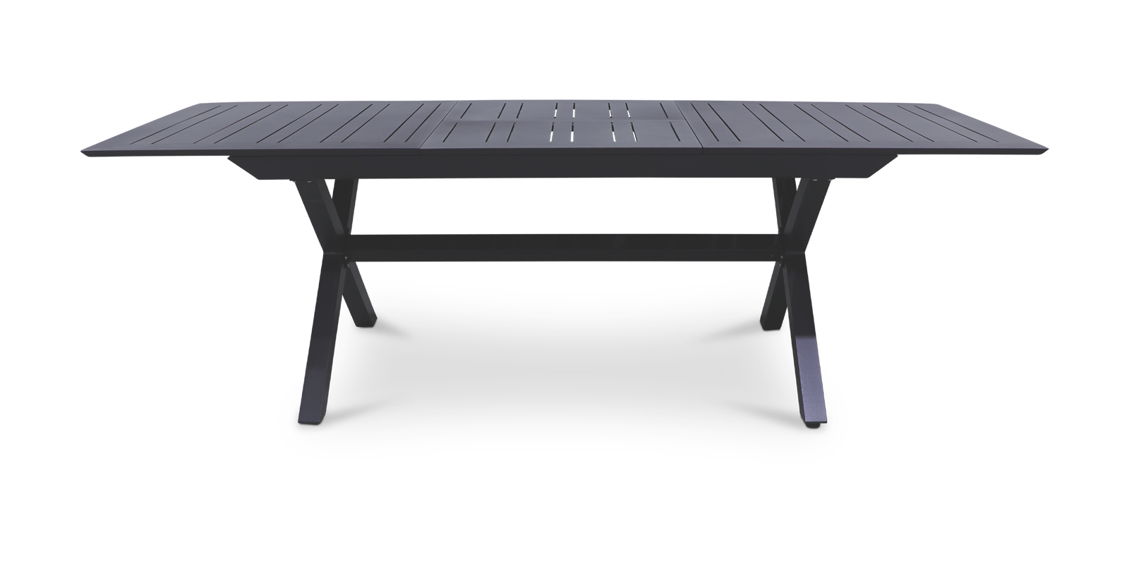 Caribbean Outdoor Extension Table in Gunmetal with Aluminium Chairs - The Furniture Shack