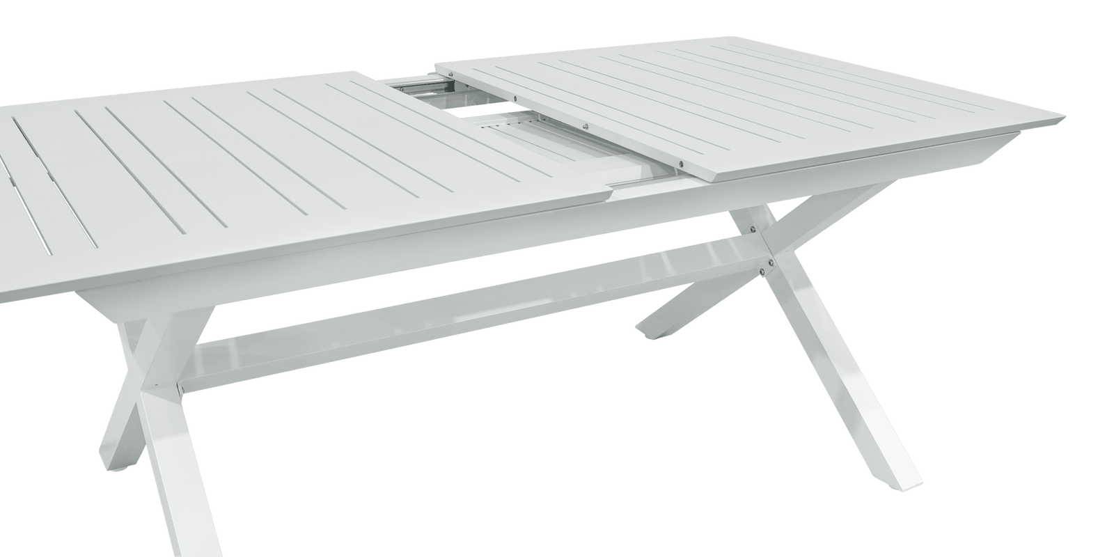 Caribbean Outdoor Extension Table in White Aluminium - The Furniture Shack