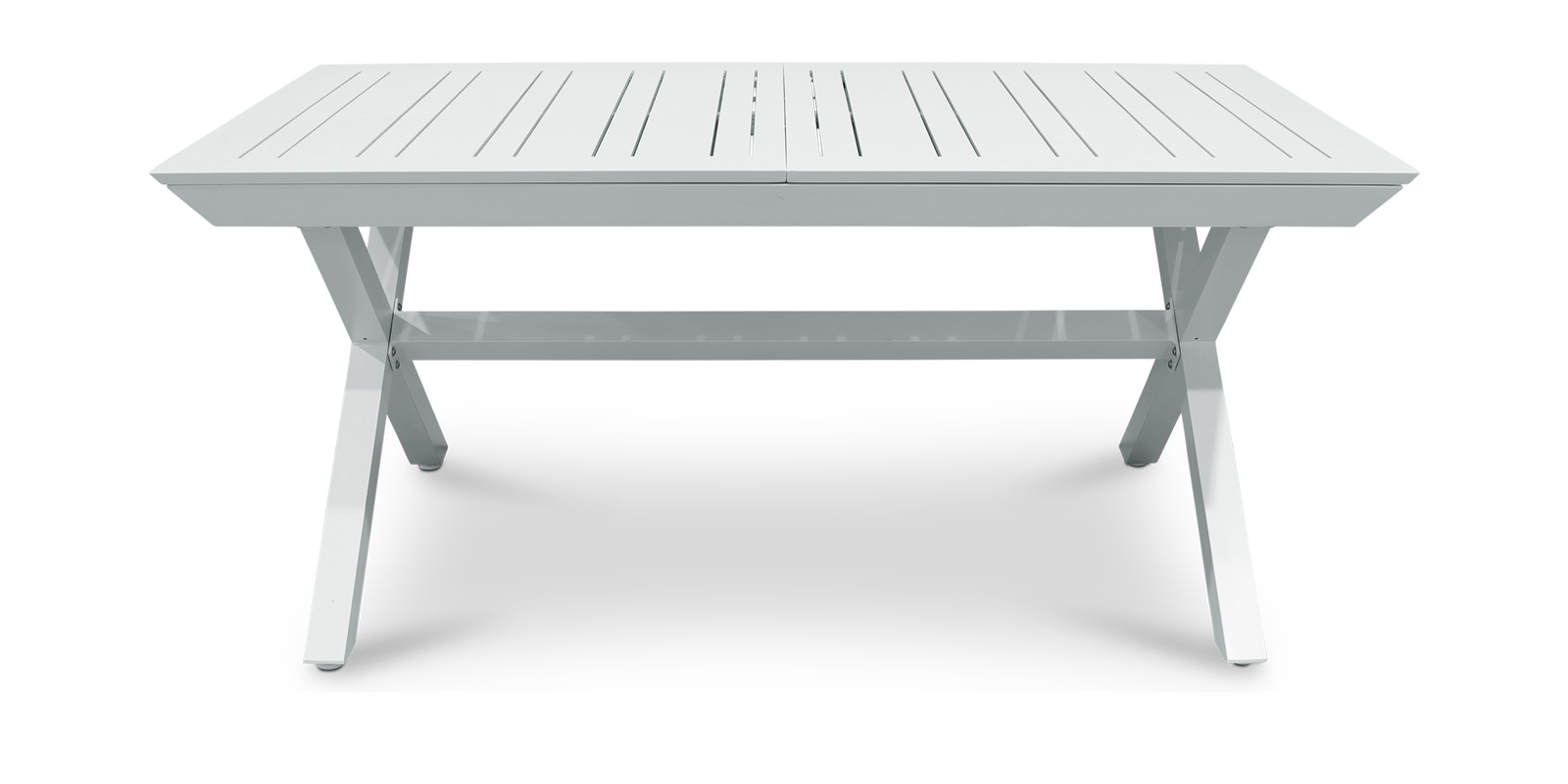 Caribbean Outdoor Extension Table in White with Aluminium Chairs - The Furniture Shack