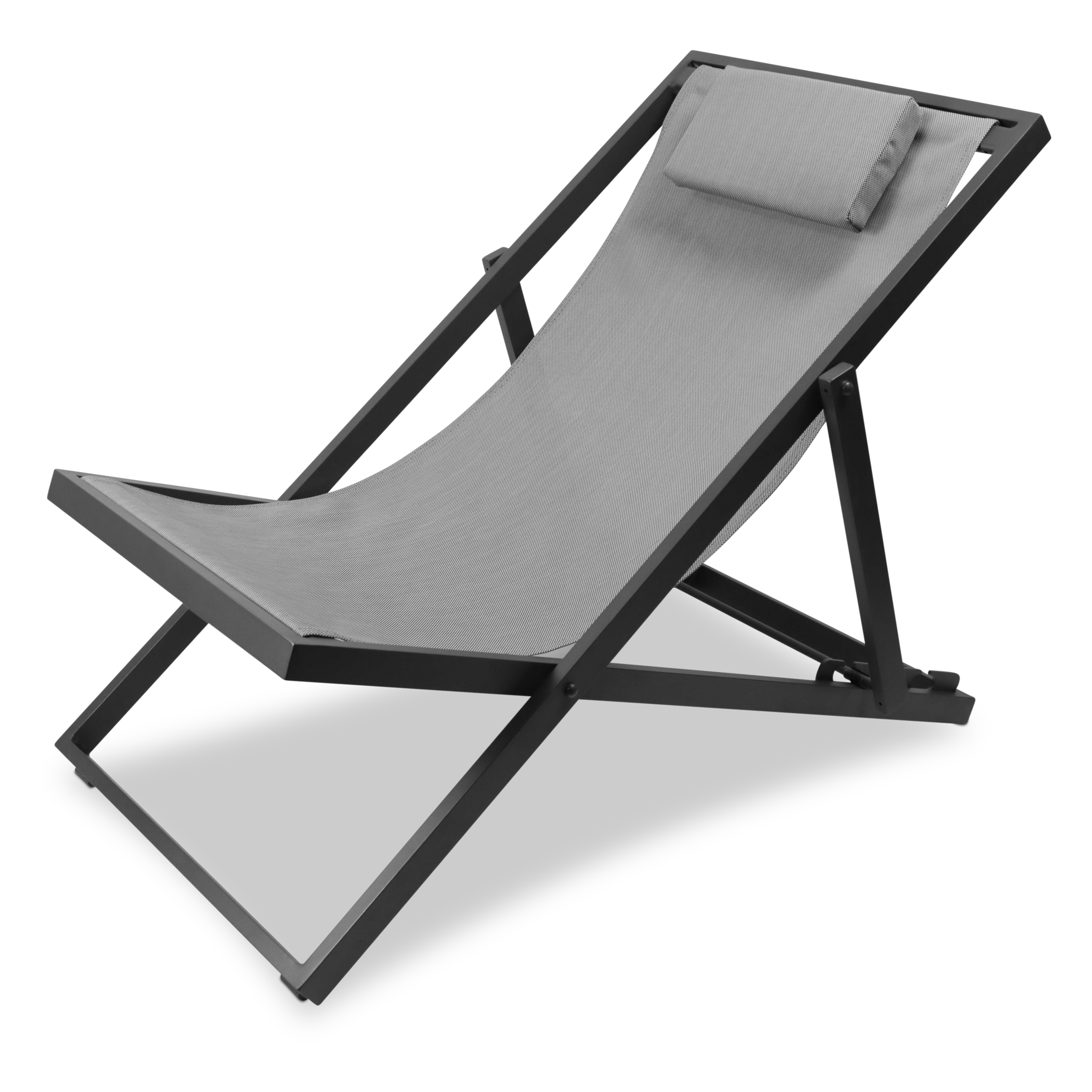 Chill Outdoor Deck Chair in Gunmetal Aluminium Frame and Charcoal Grey Textilene