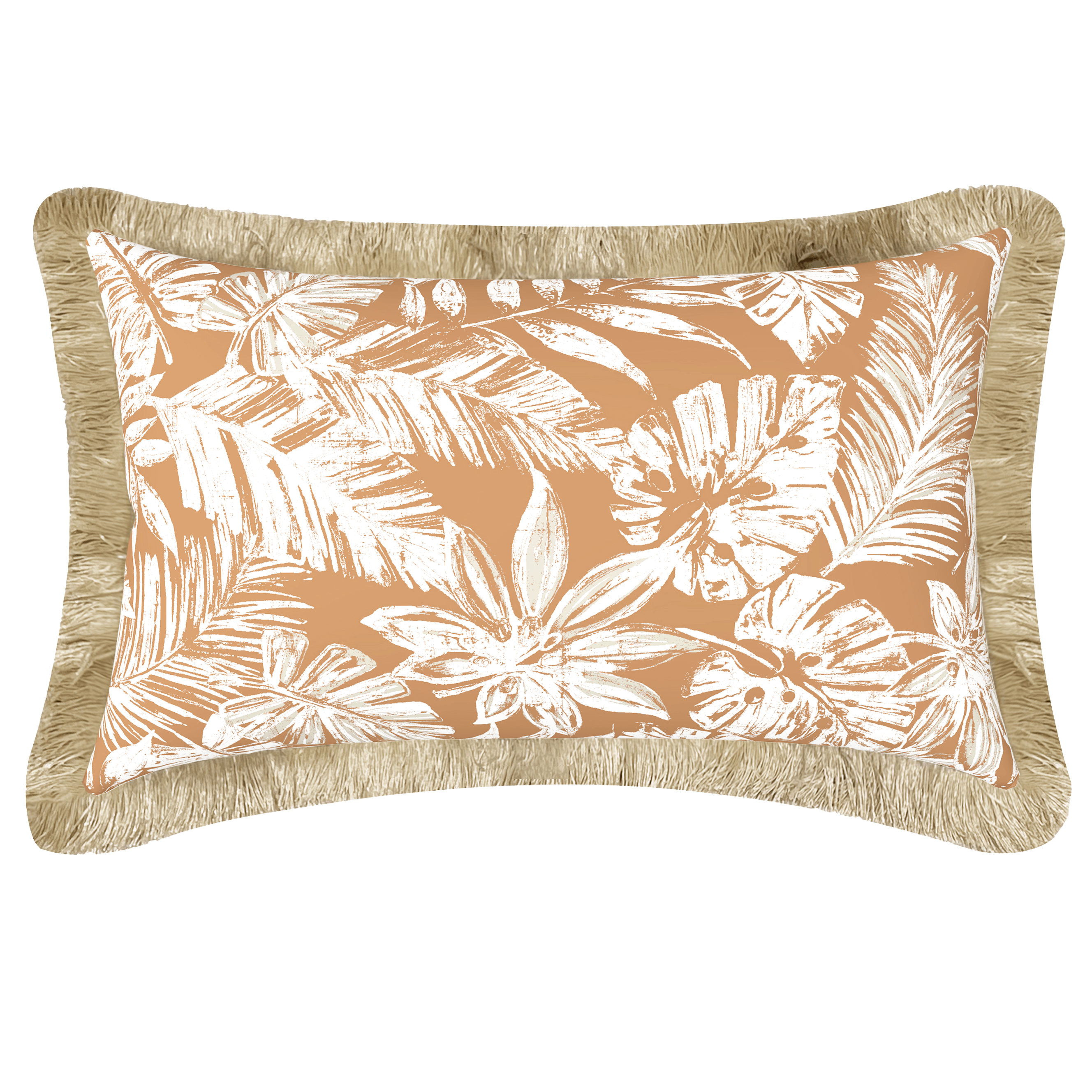 Tahiti Clay Escape - 30x50cm Fringed Outdoor Cushion
