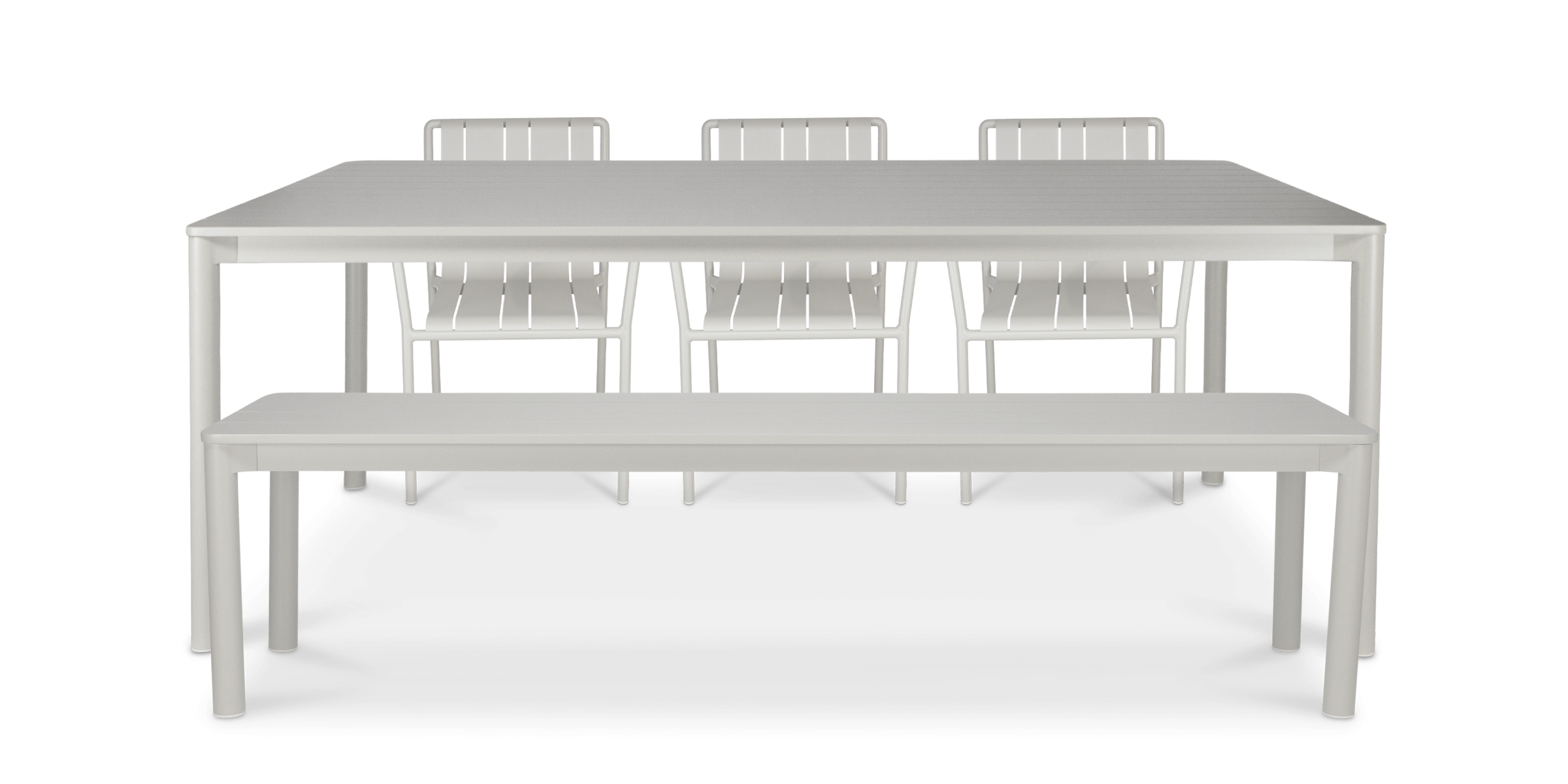 Cove 5pc Dining Setting with Bench Seat and Aluminium Dining Chairs