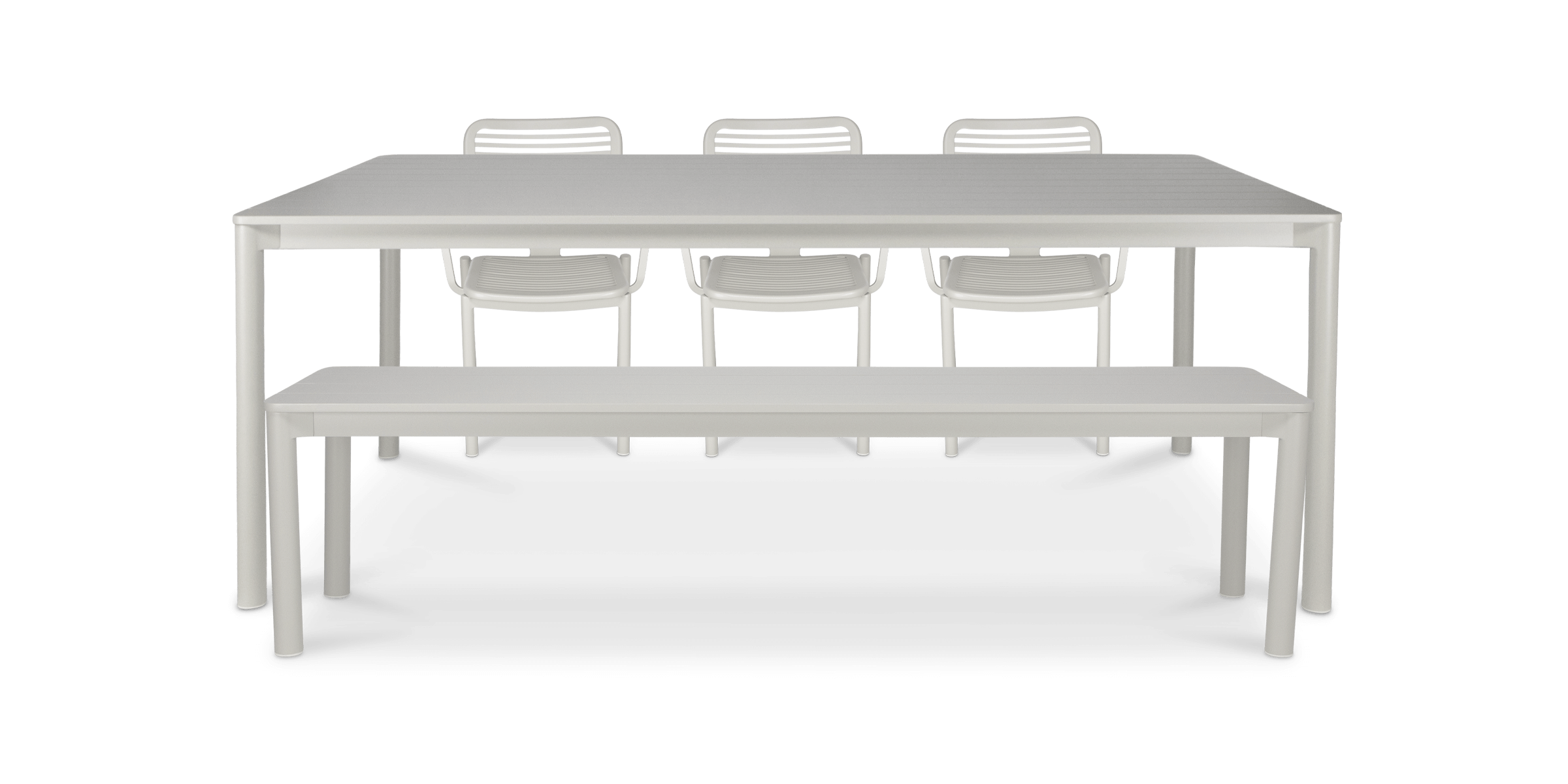 Cove 5pc Dining Setting with Bench Seat and Aluminium Dining Chairs