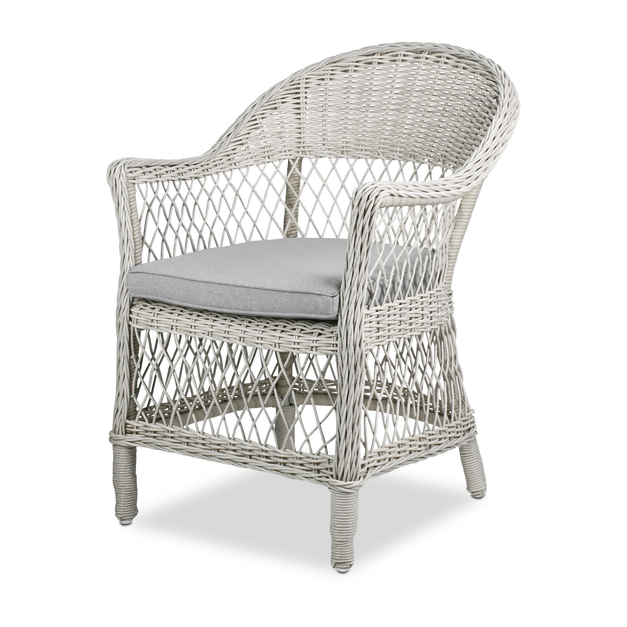 Hamptons Dining Chair in Surfmist Wicker and Dune Spunpoly Cushions