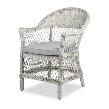 Noosa Rectangle 7 Piece Outdoor Setting in Arctic White with Wicker Chairs