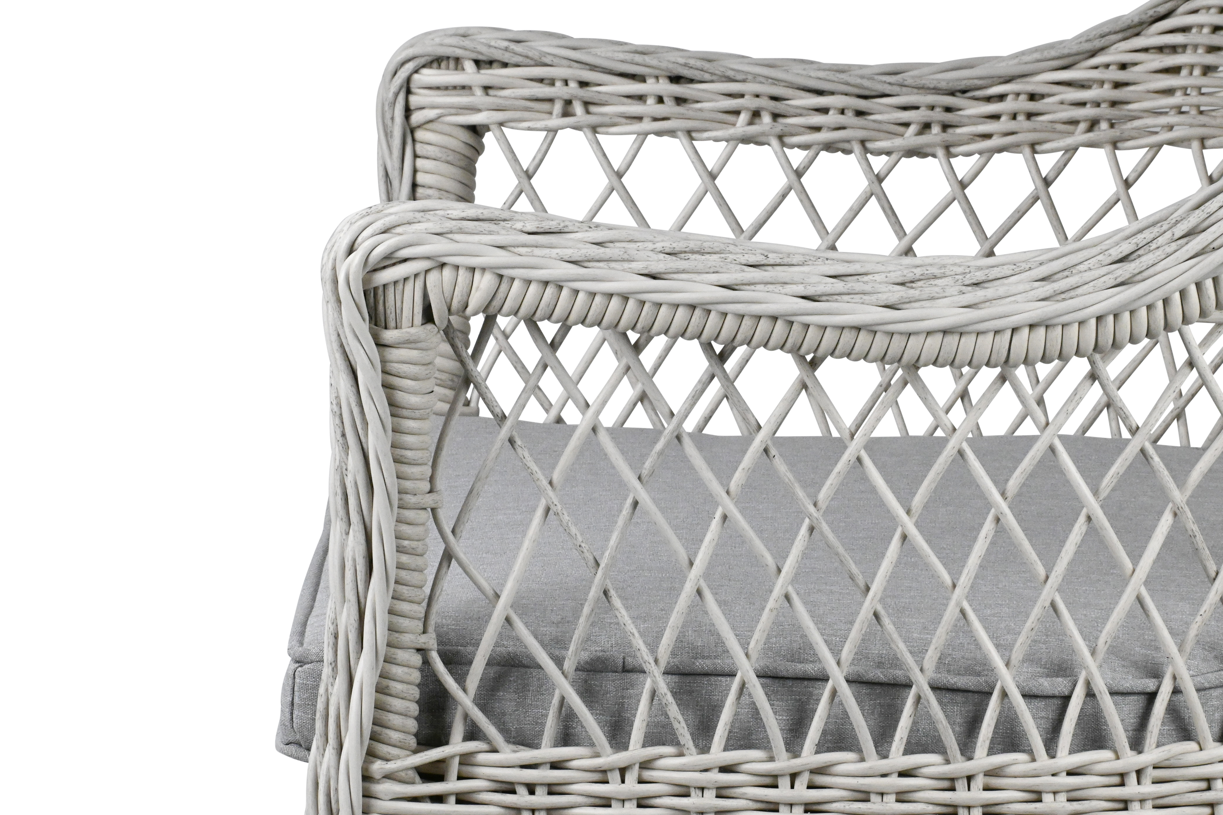 Hamptons Dining Chair 3pc Occasional in Surfmist Wicker and Dune Spunpoly Cushions
